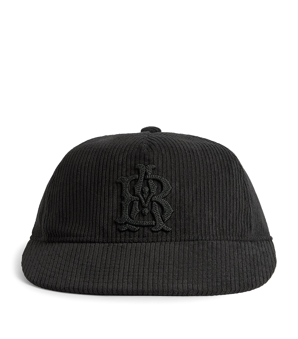about:blank Corduroy Monogram Cap Black