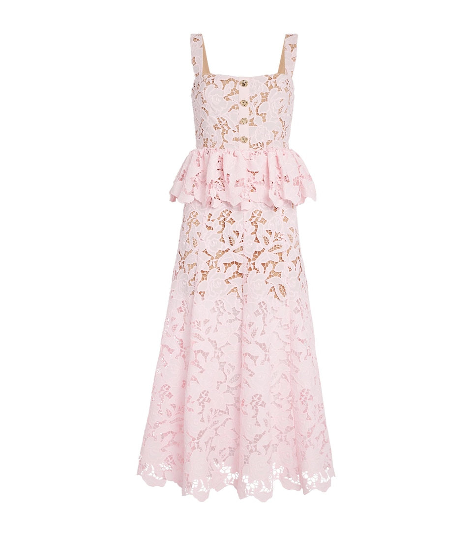 Lace Peplum Midi Dress