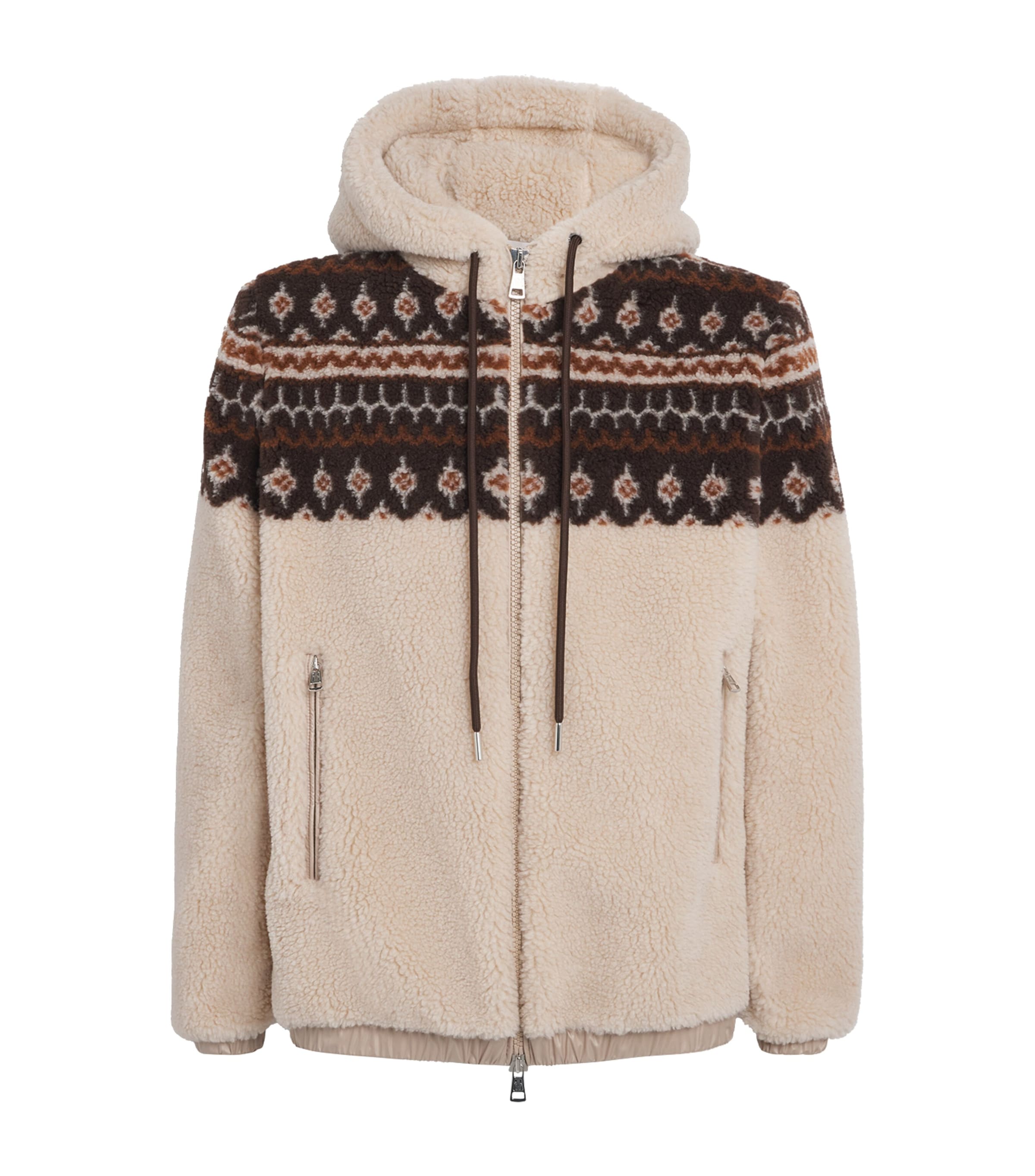 Wool-Blend Geometric Jacquard Hoodie