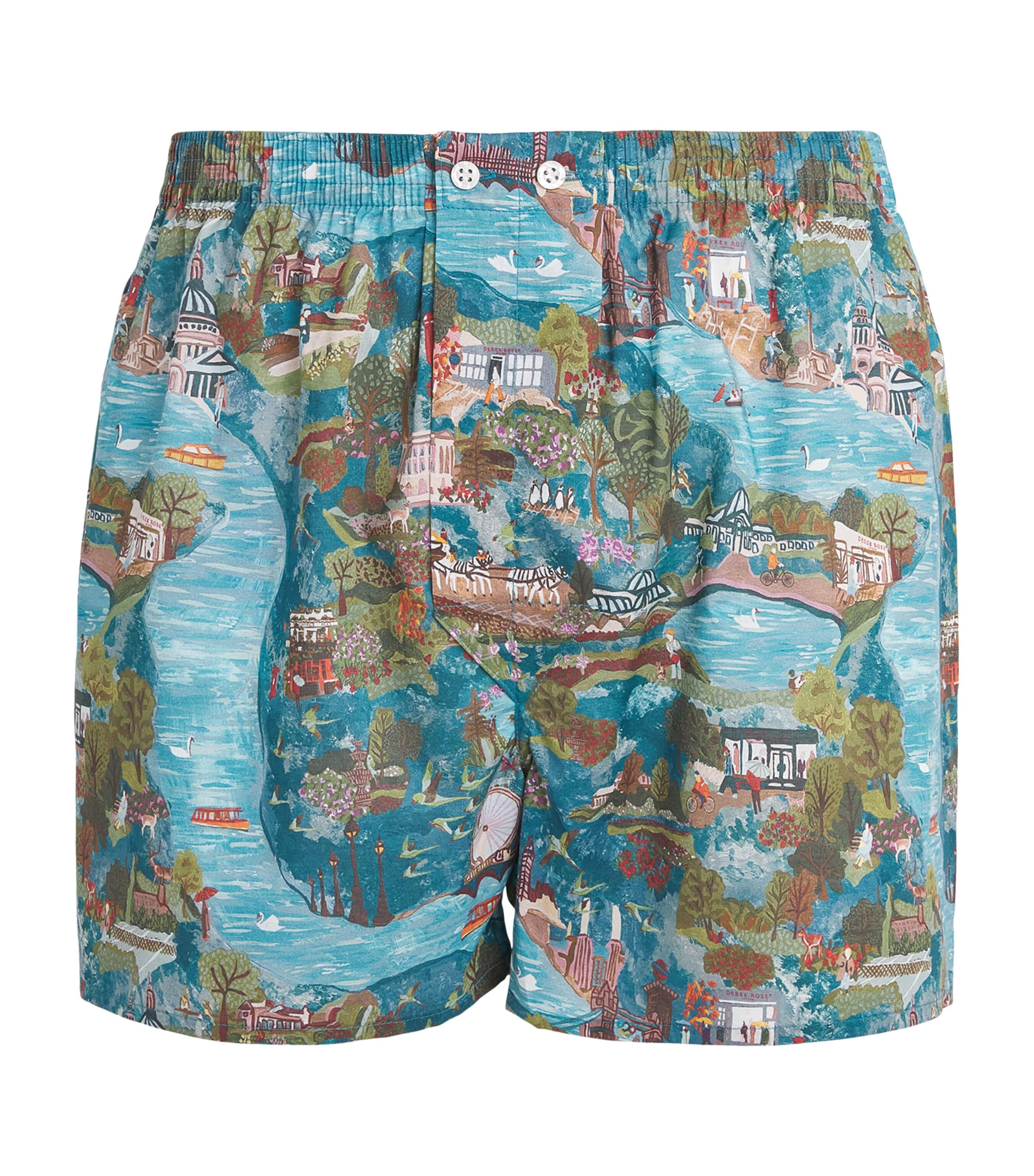 Derek Rose Mens Cotton Printed Ledbury Boxer Shorts Mul