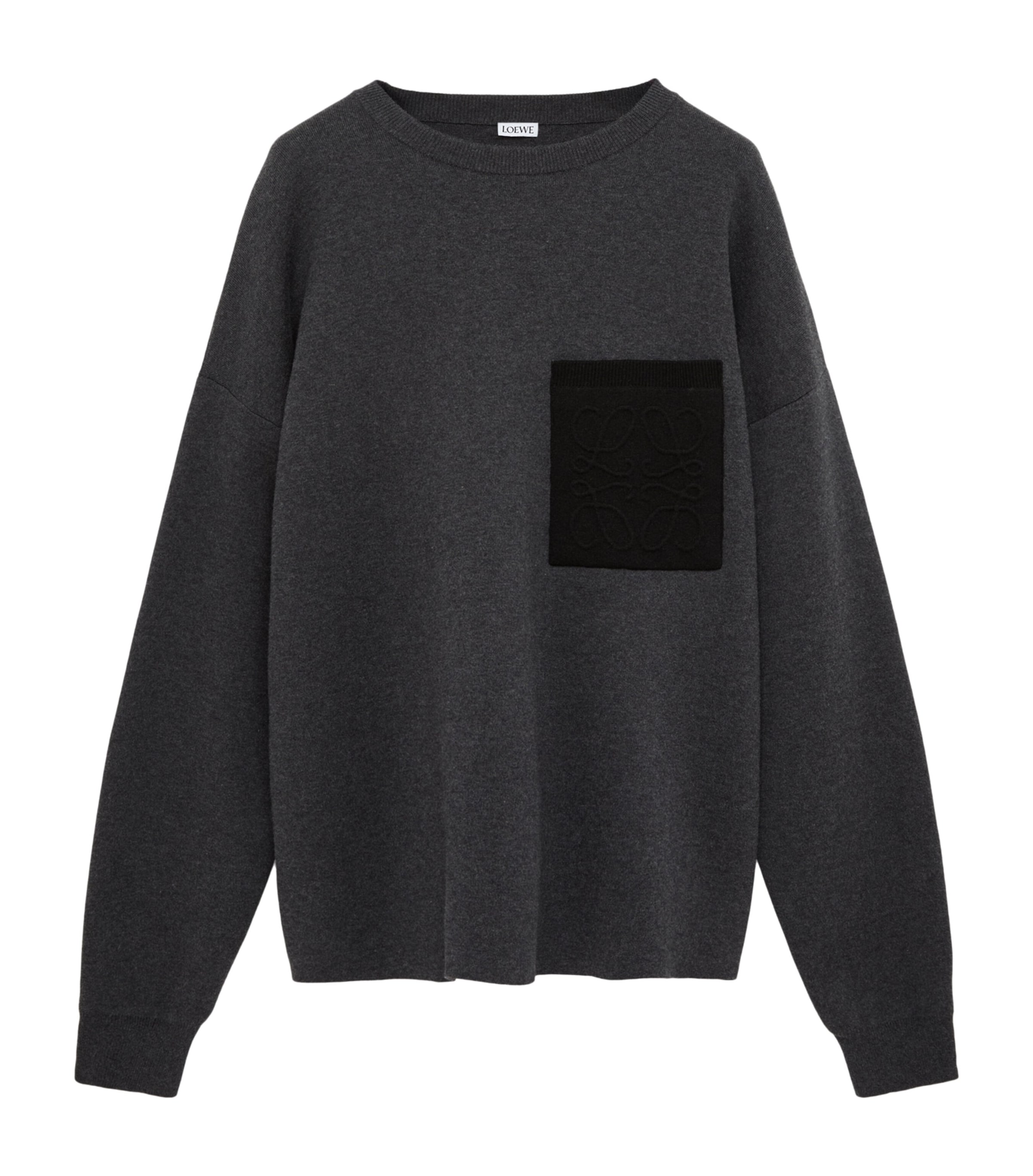 LOEWE Mens Anagram-Pocket Sweatshirt Grey/black