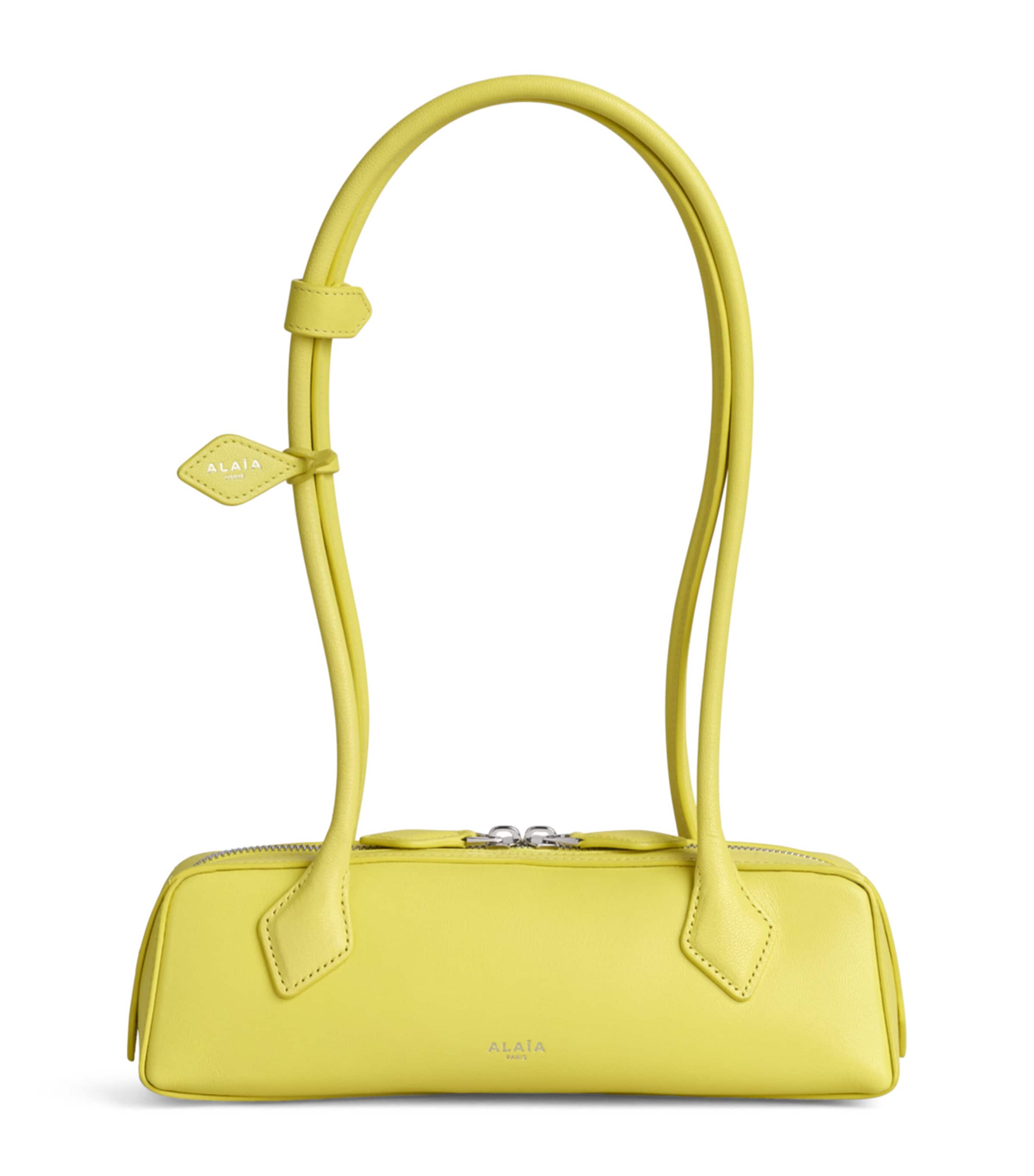 Alaïa Small Leather Le Teckel Shoulder Bag Lemon Yellow