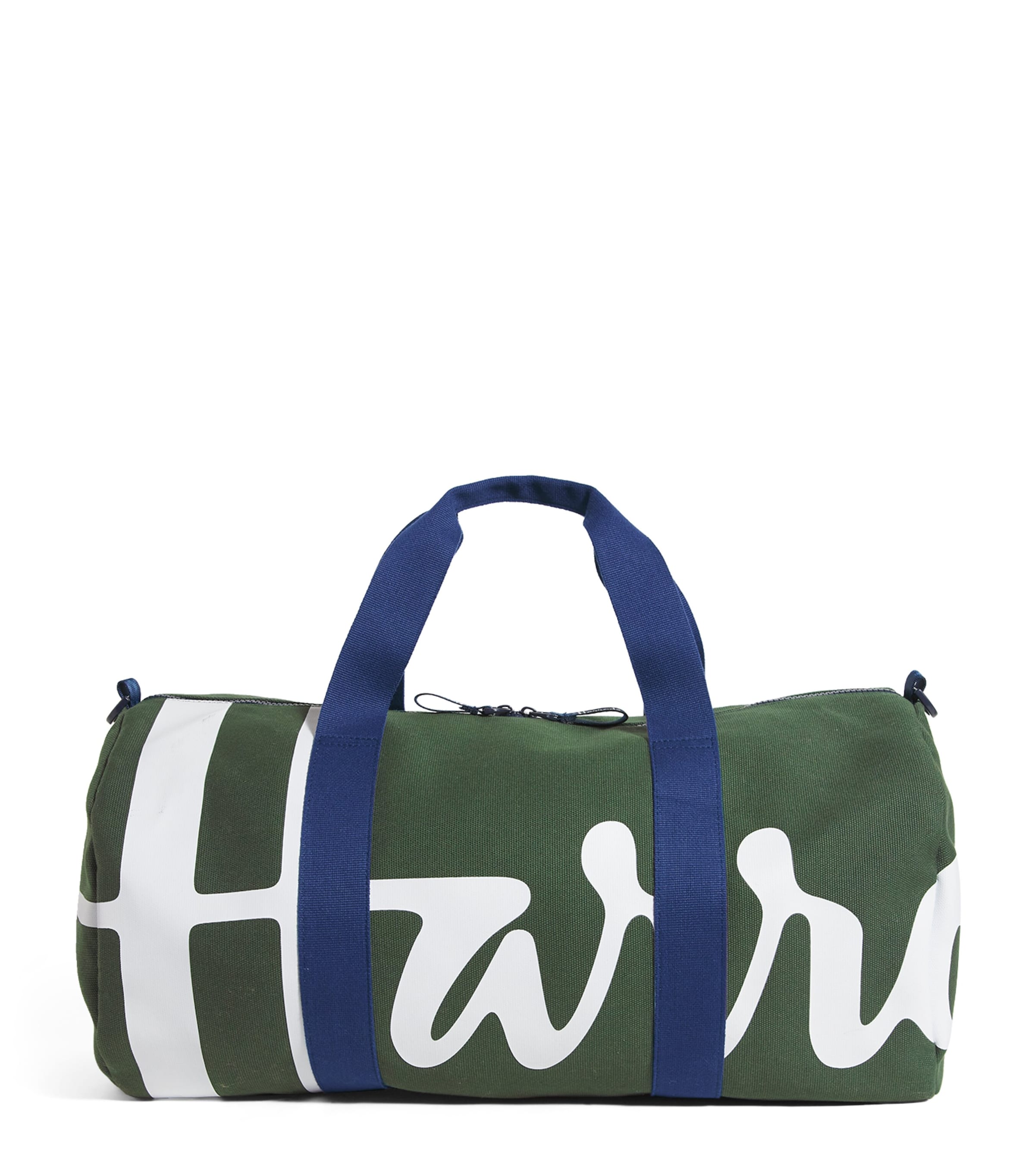 Harrods Cotton Logo Barrel Bag Dark Green