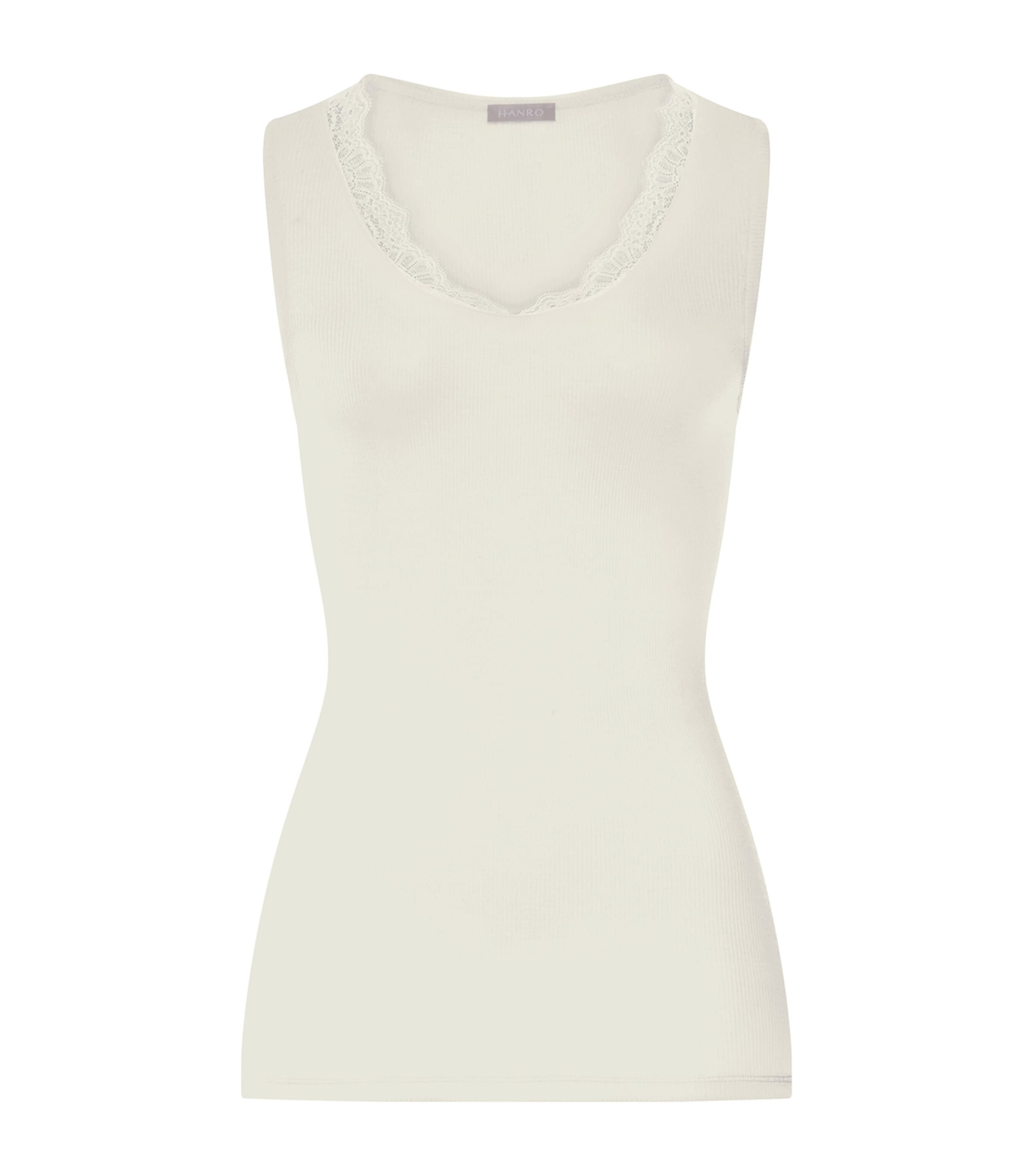 Hanro Womens Wool-Silk Tank Top Misty White