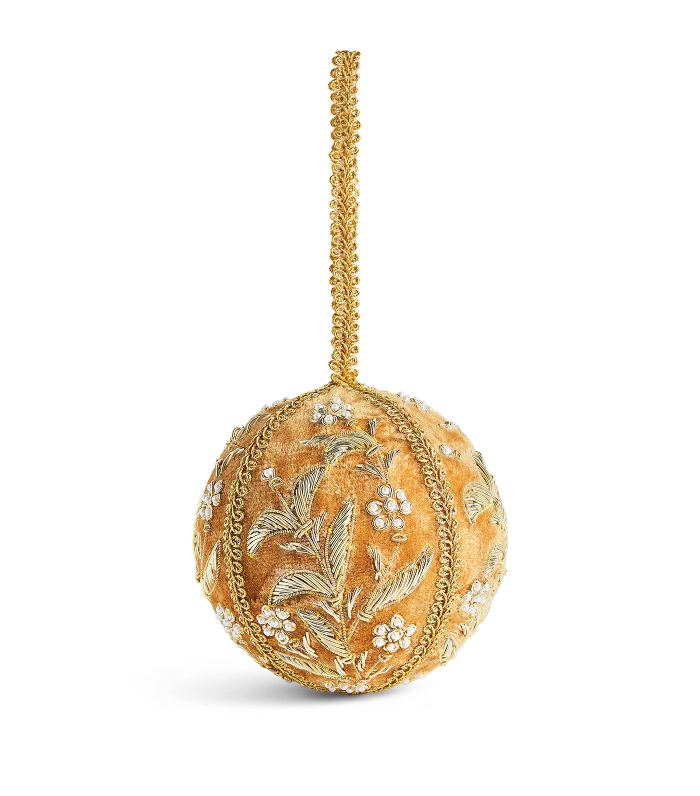 Harrods Bead-Embellished Tree Decortation Gold/green