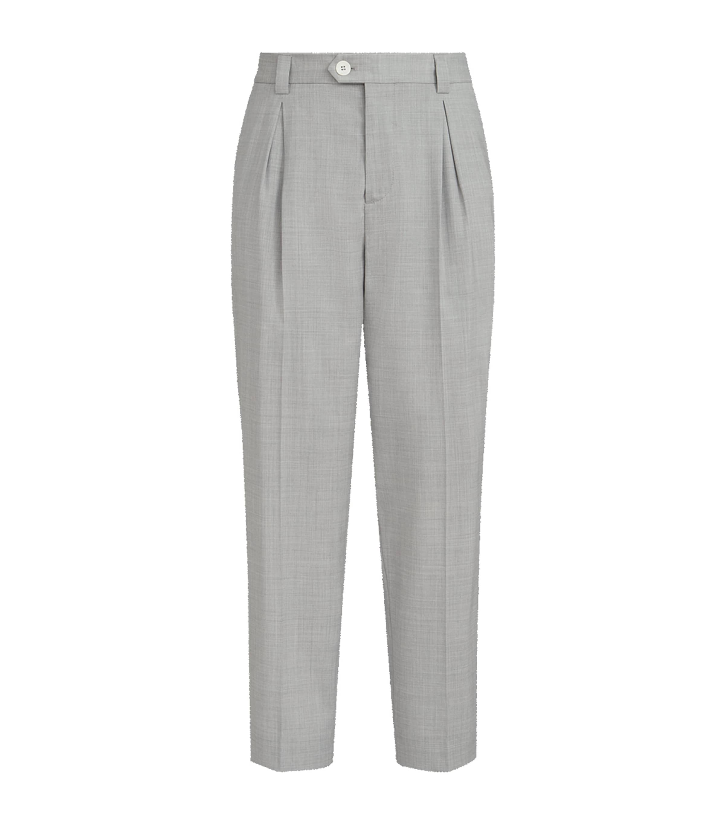 Brunello Cucinelli Mens Virgin Wool Pleated Trousers
