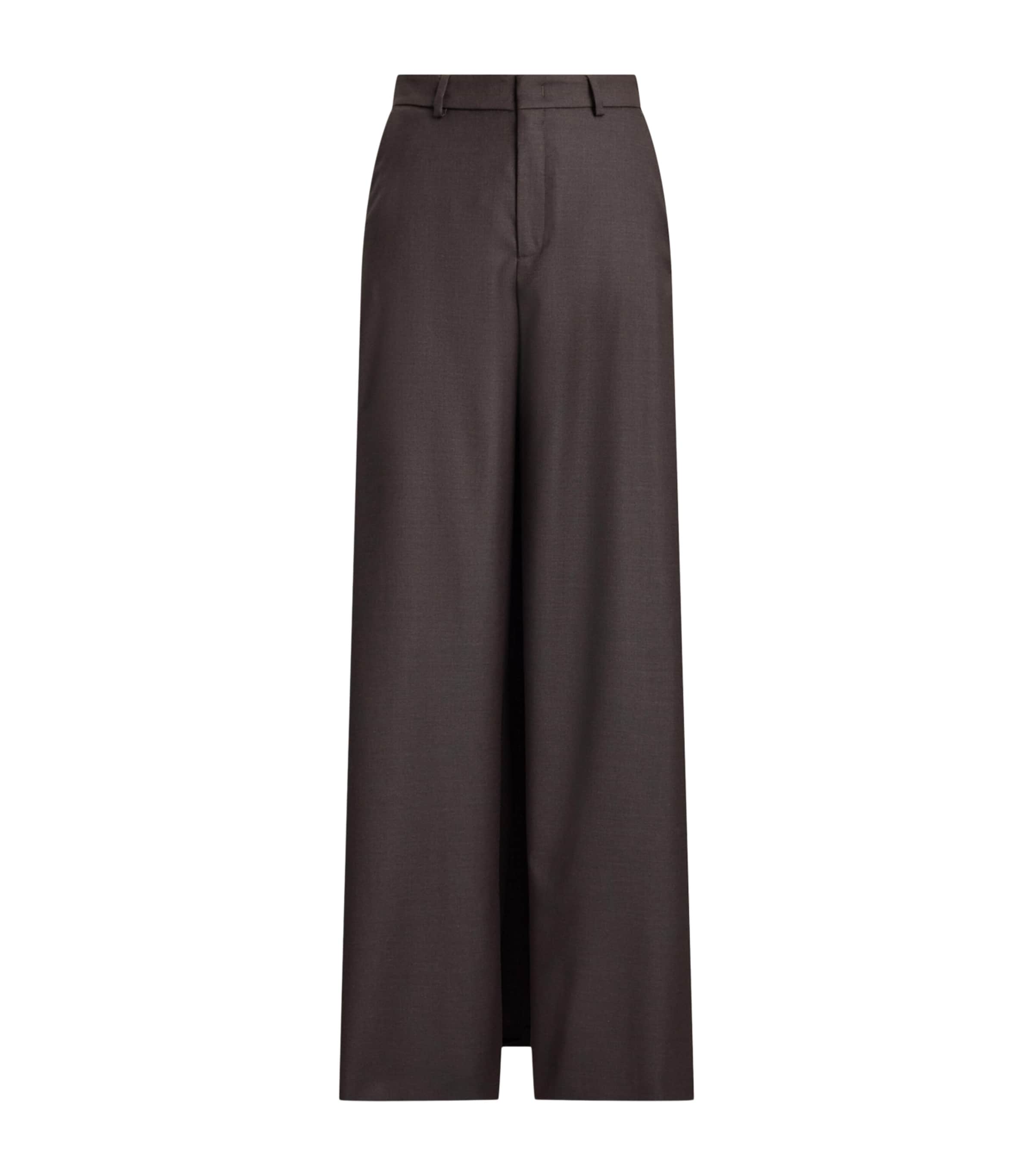 Ralph Lauren Collection Womens Wool-Silk Elba Trousers Taupe Grey Melange