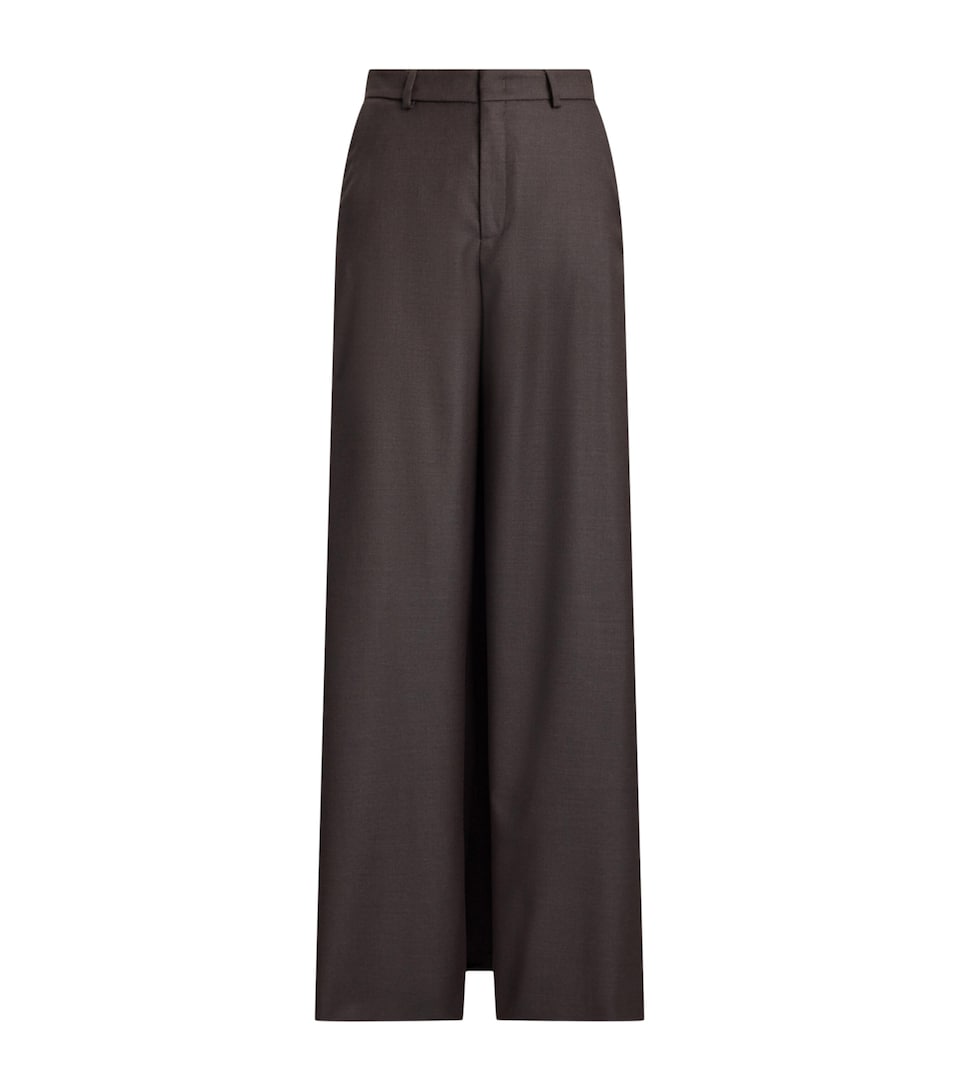Ralph Lauren Collection Womens Wool-Silk Elba Trousers Taupe Grey Melange