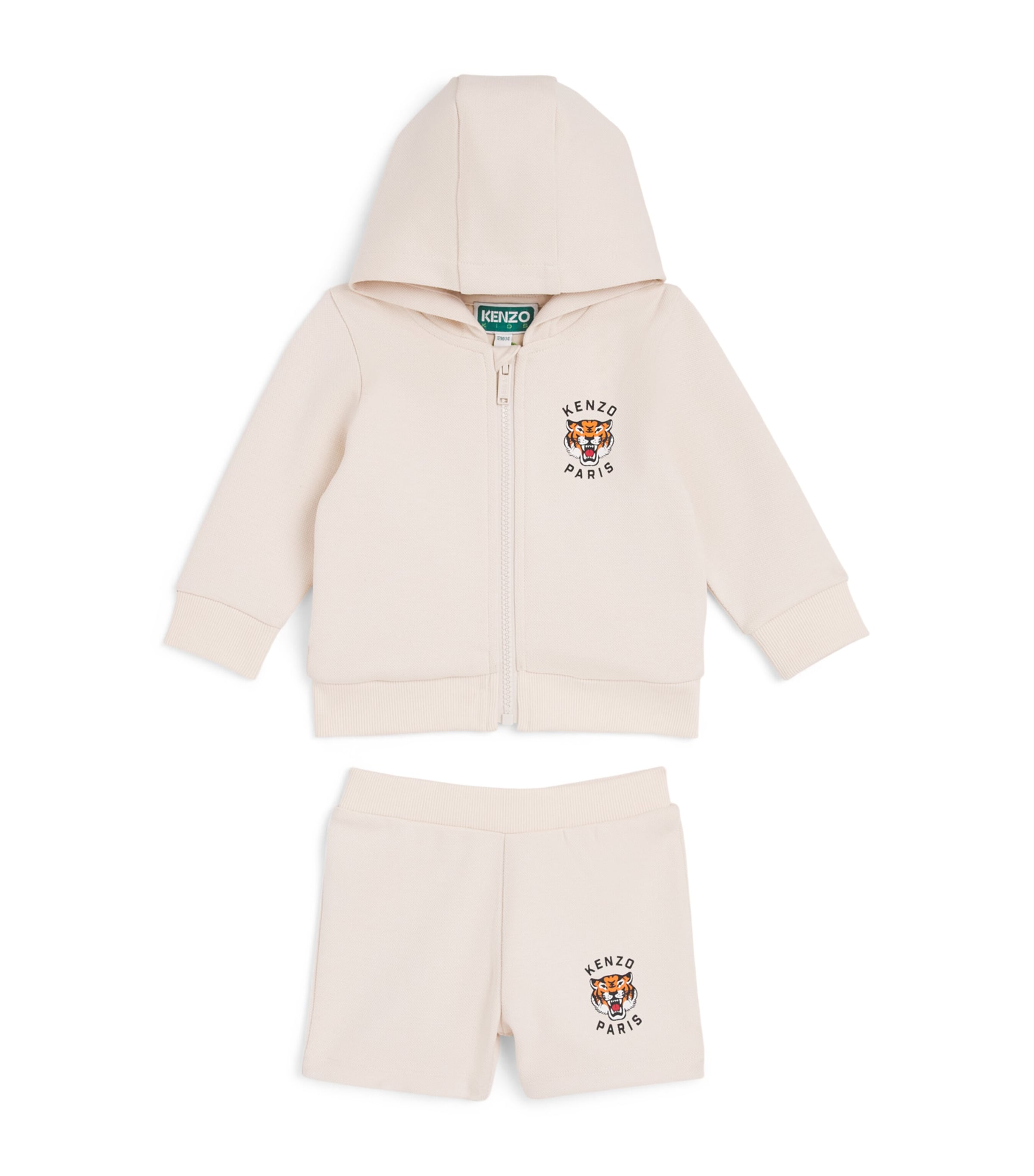 Kenzo Kids Tiger Logo Hoodie and Sweatshorts Set (6 Months-4 Years) Sand