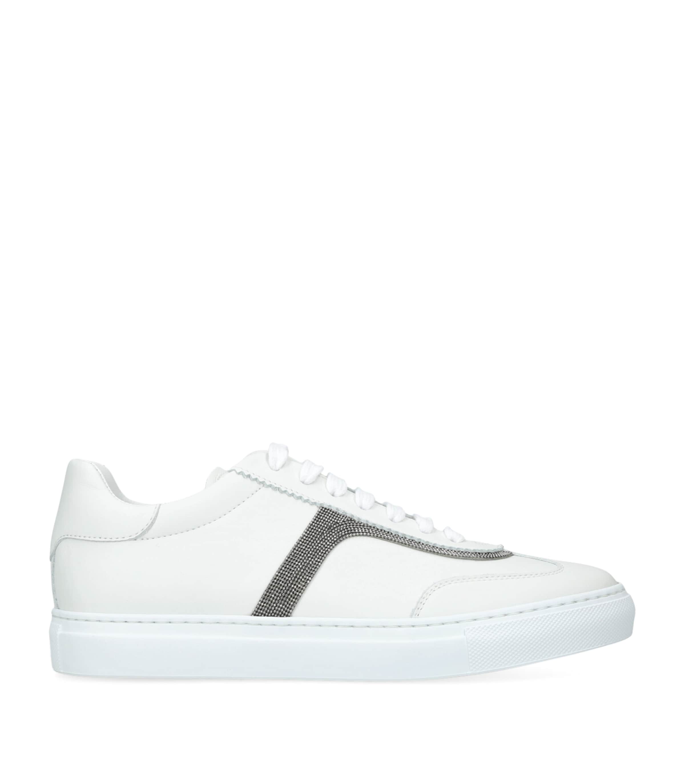 Hogan White Leather H-Stripes Sneakers | Harrods US