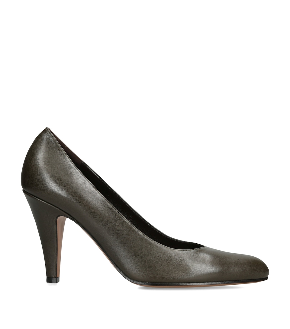 The Row Ornella Leather Pumps 90 Dark Green