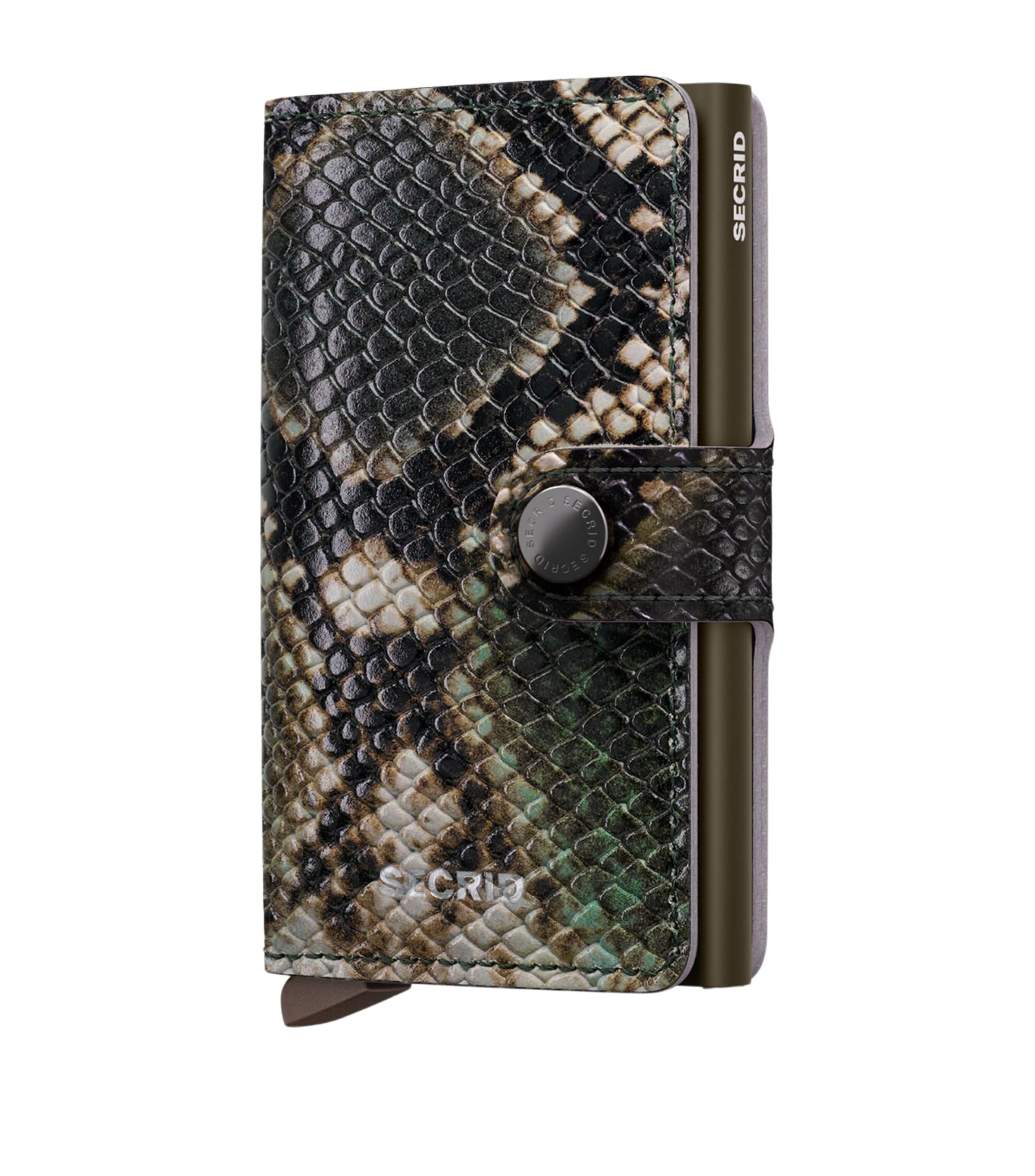 Secrid Leather Snake-Embossed Miniwallet Green
