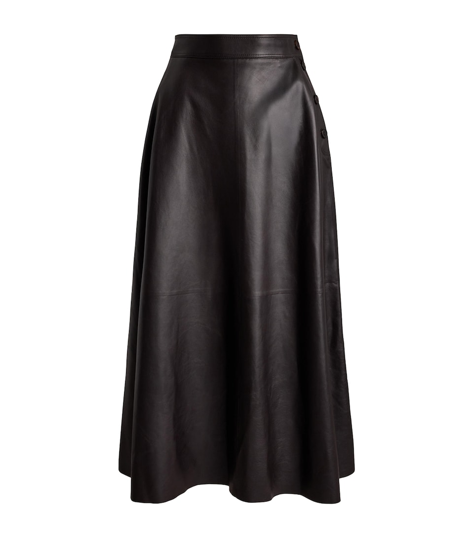 Ralph Lauren Collection Womens Leather Vickie Midi Skirt Espresso