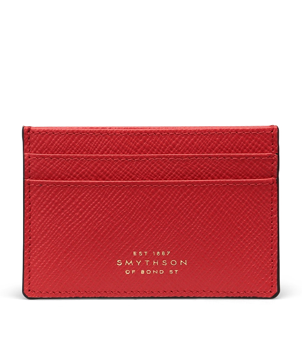 Smythson Panama Leather Card Holder Scarlet Red
