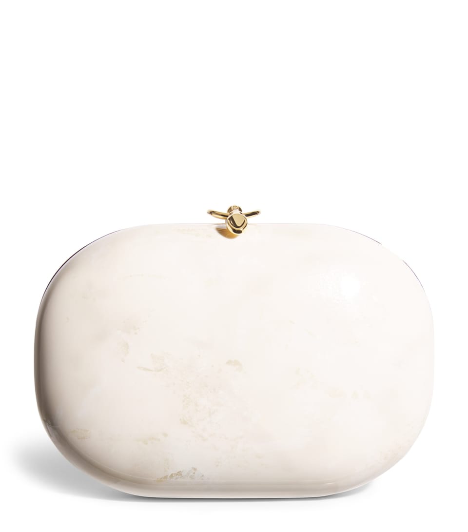 Jeffrey Levinson Oval Elina Clutch Bag Cream & Gold