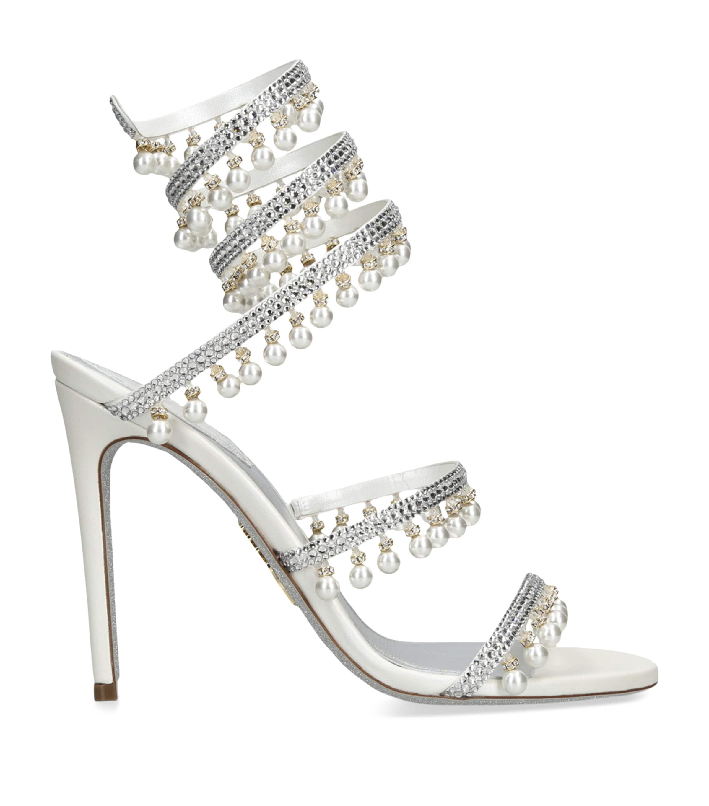 René Caovilla Embellished Chandelier Heeled Sandals 105 White