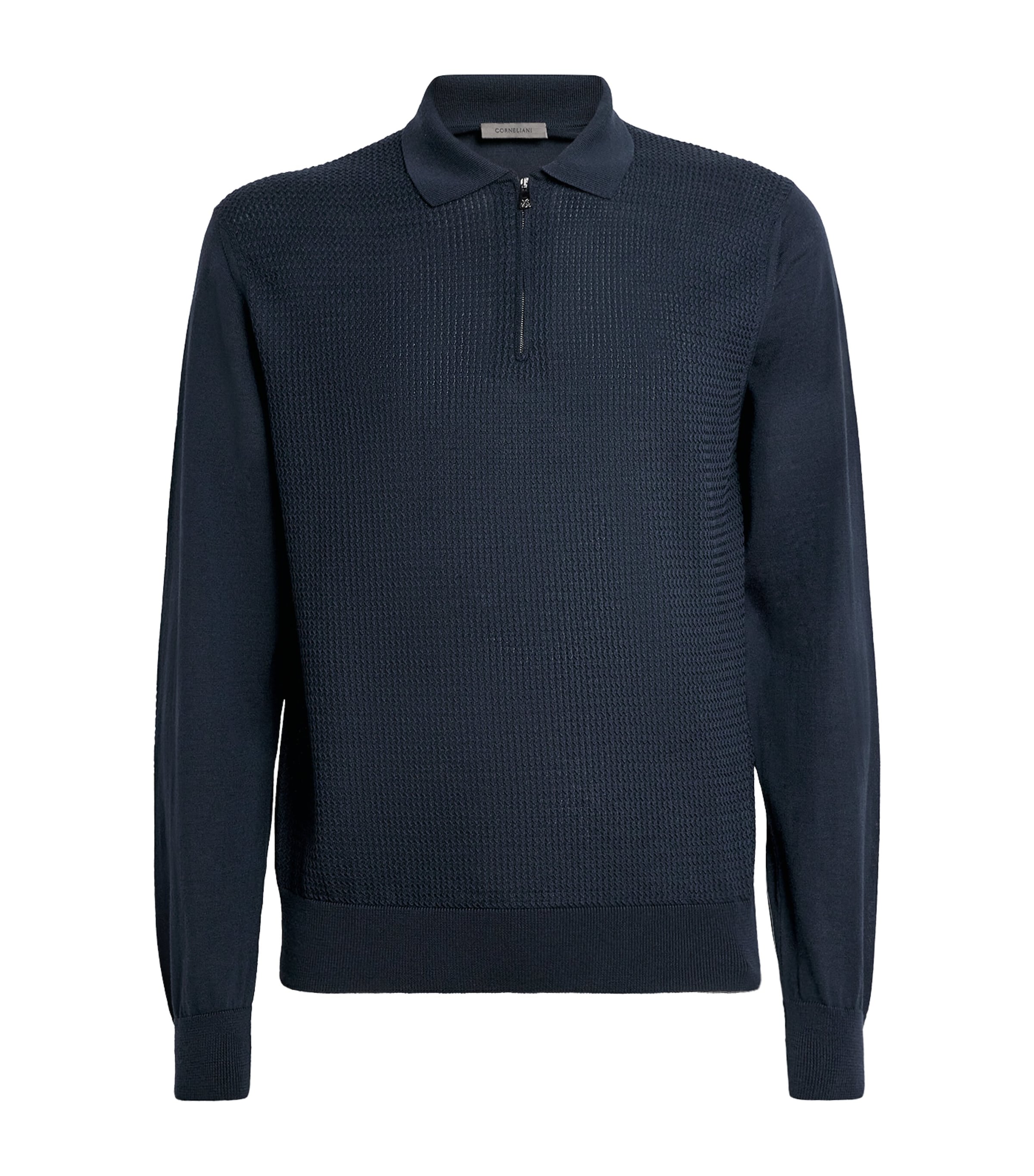 Virgin Wool Quarter-Zip Polo Sweater