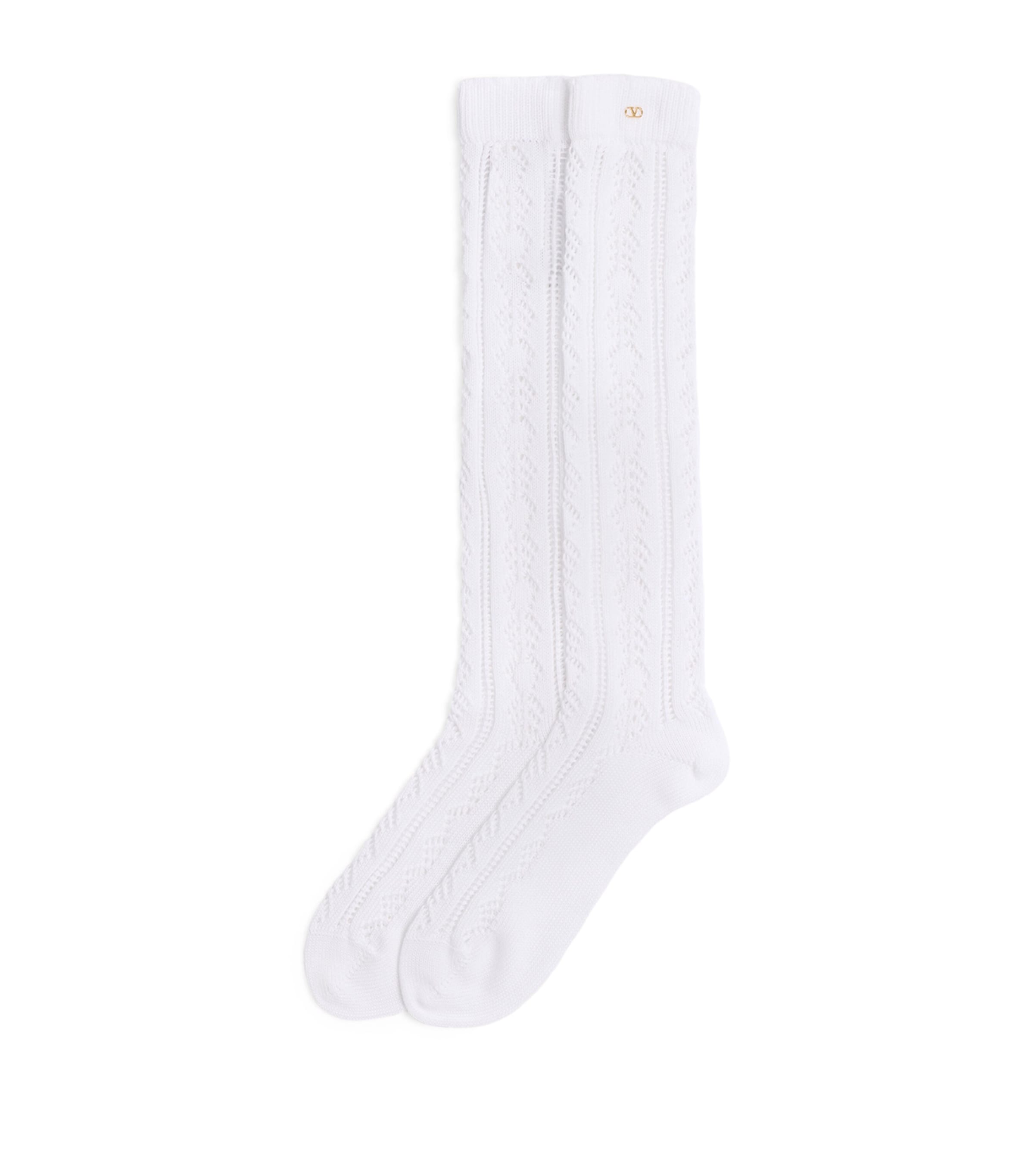 タイツ・ソックス Valentino Garavani Ivory Stretch Mohair Blend Socks Valentino Garavani Stretch mohair blend knee-high socks