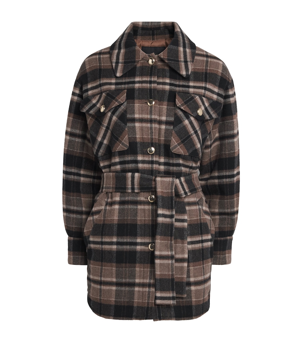 Wool-Blend Check Coat