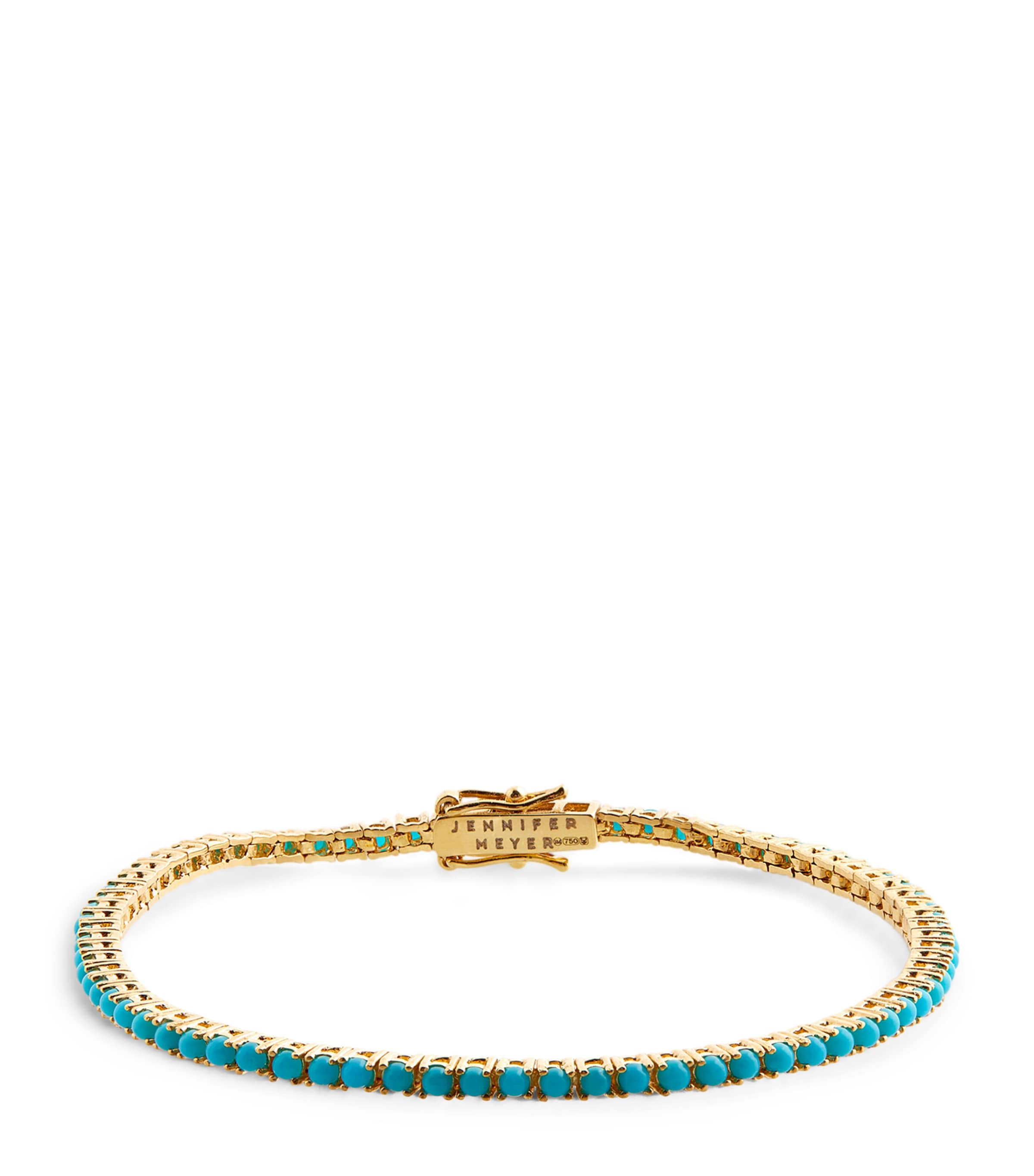Yellow Gold and Turquoise 4-Prong Tennis Bracelet