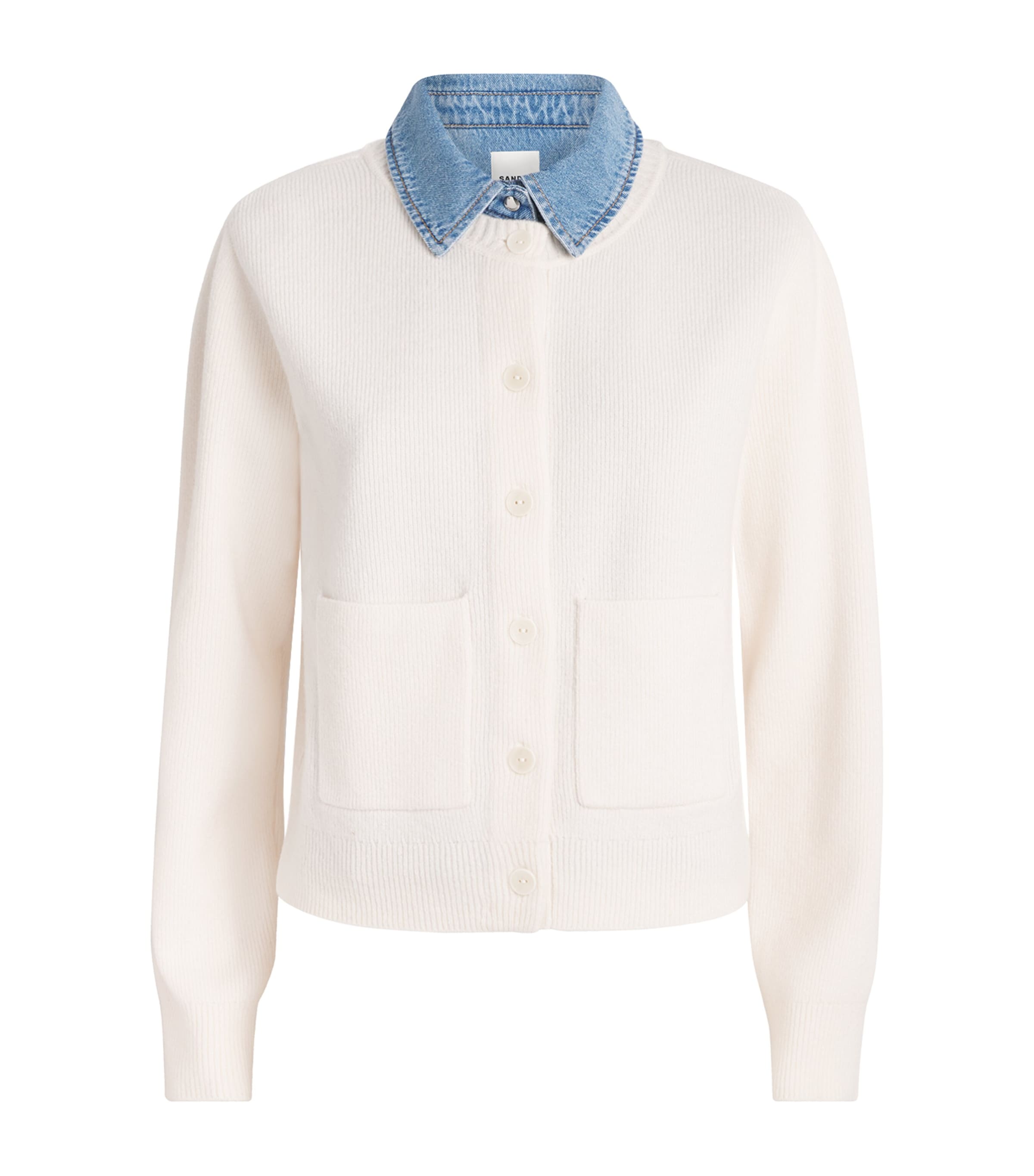 Sandro Paris Womens Wool-Blend 2-in-1 Cardigan Ecru