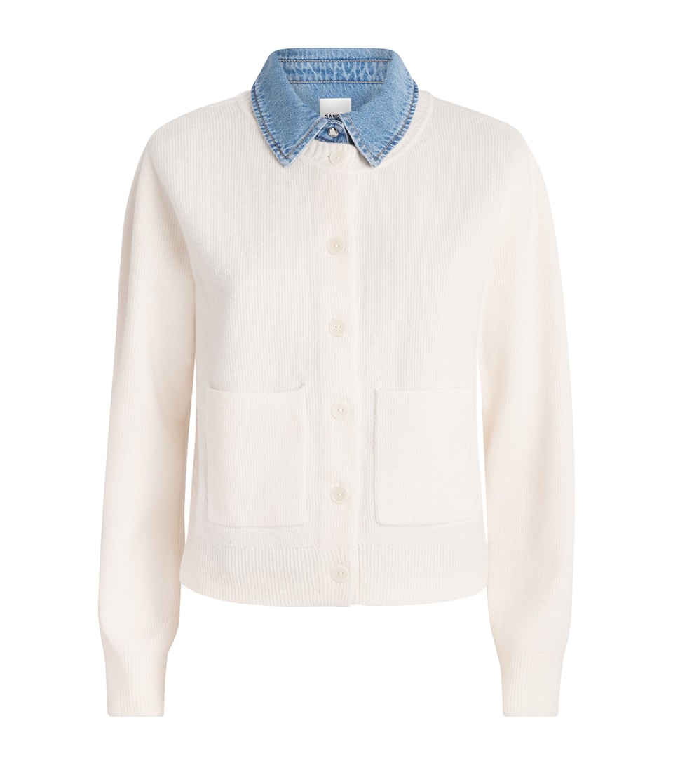 Sandro Paris Womens Wool-Blend 2-in-1 Cardigan Ecru