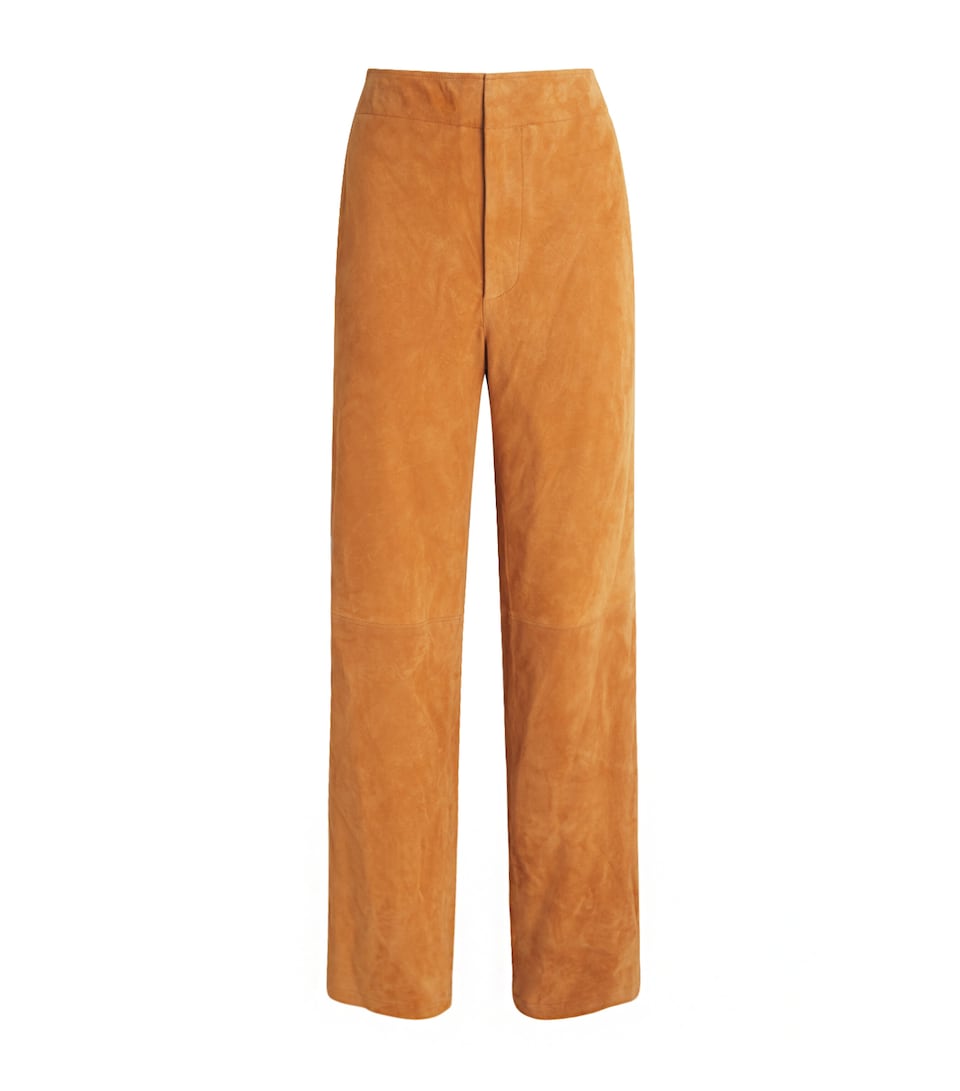 Ulla Johnson Womens Suede Freja Straight Trousers Cognac