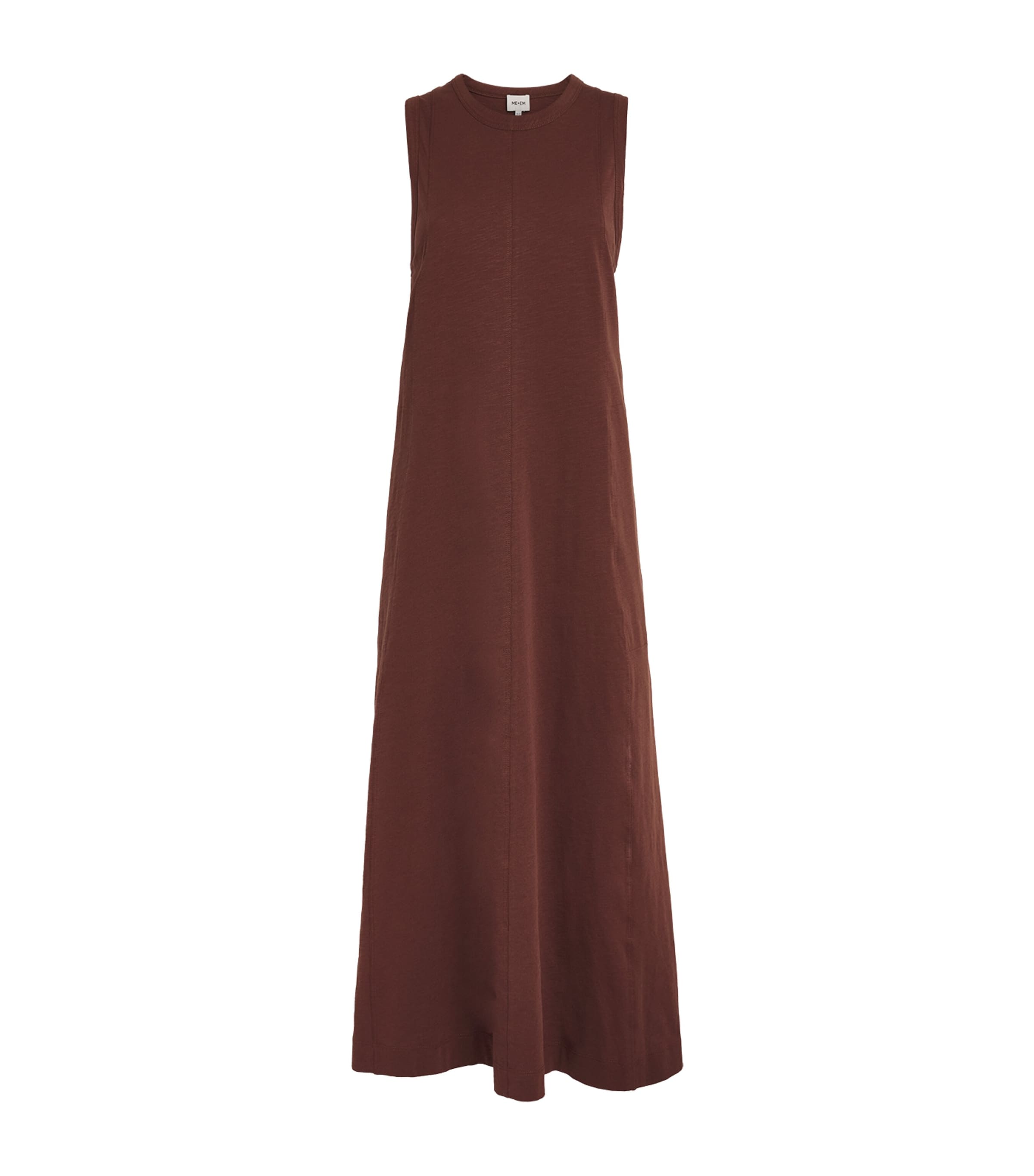 ME+EM Womens Organic Cotton Sleeveless Maxi Dress Cinnamon Brown