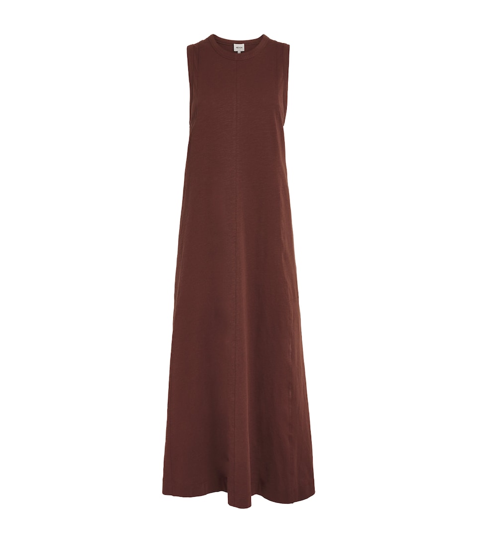 ME+EM Womens Organic Cotton Sleeveless Maxi Dress Cinnamon Brown
