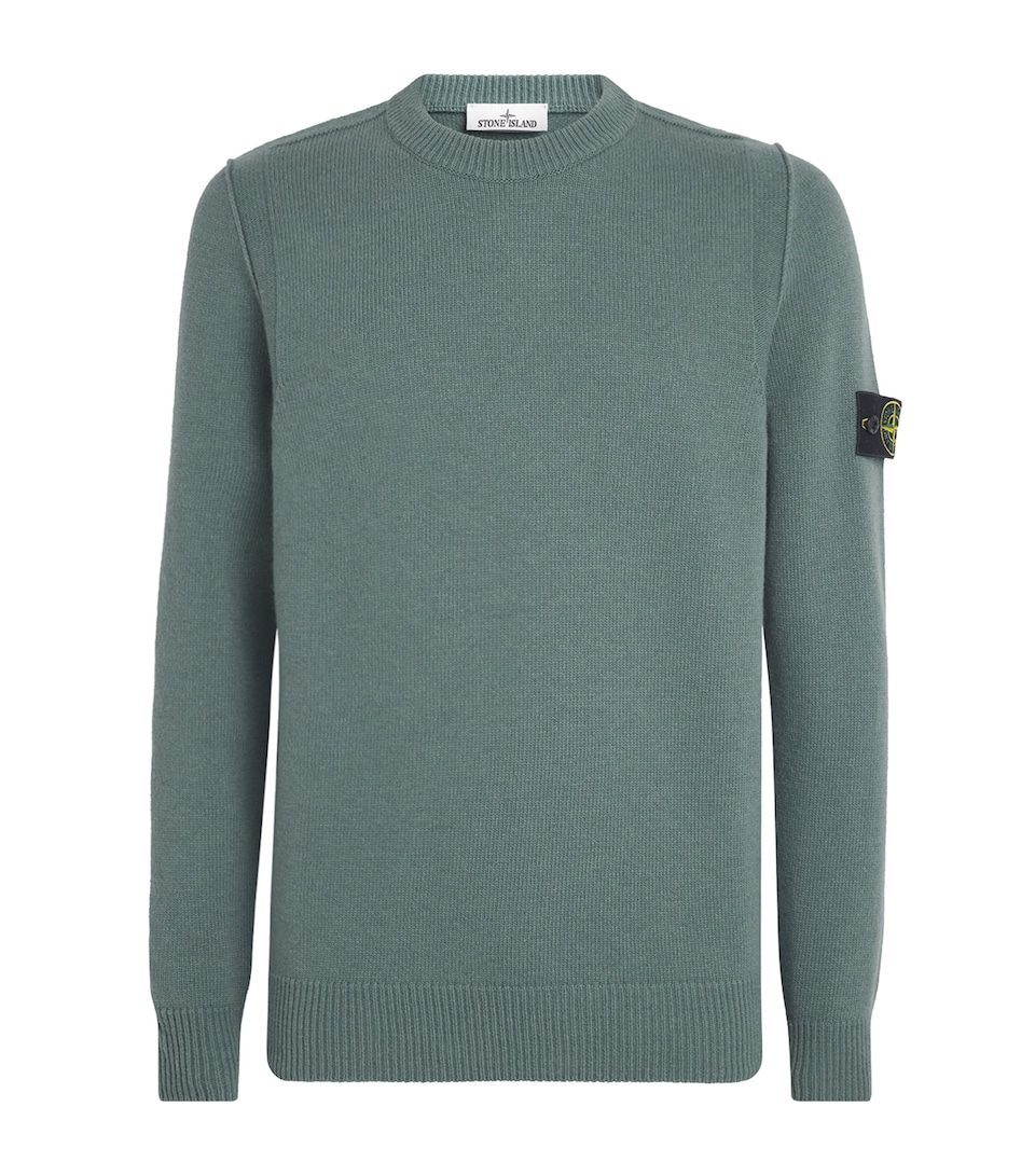 Stone Island Mens Virgin Wool-Blend Compass Sweater