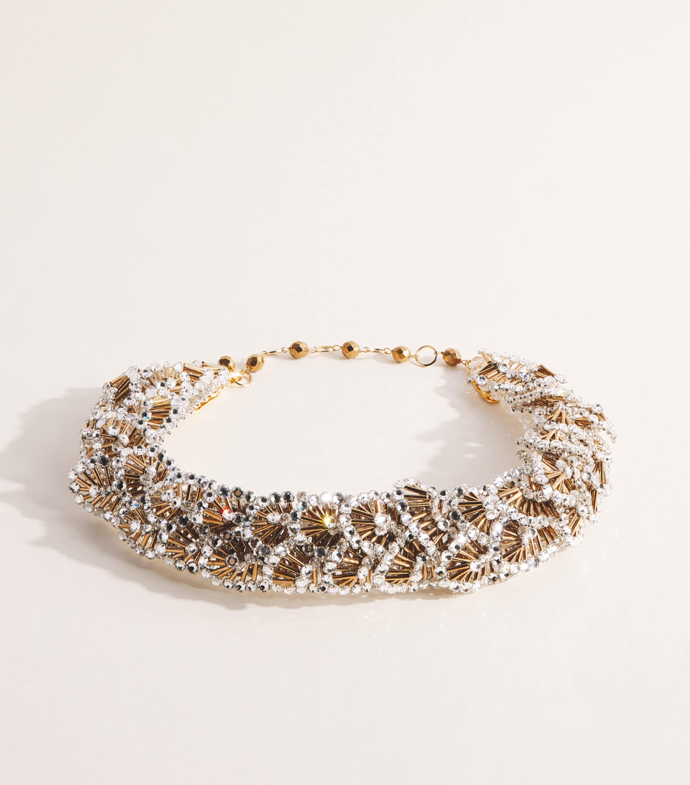 Crystal Foglie Necklace Gold/white