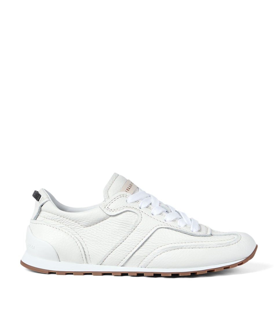 Grained Leather Low-Top Running Sneakers