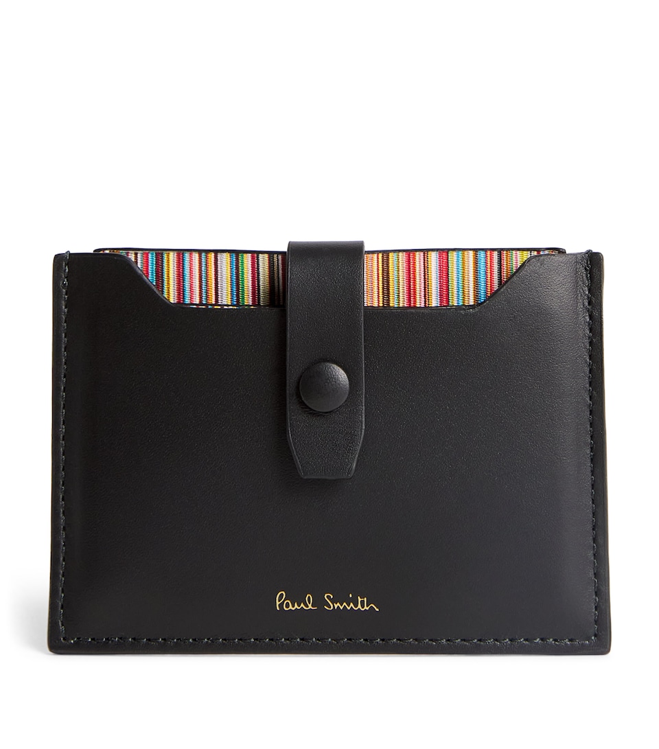 Leather Signature Stripe Pull-Out Card Holder