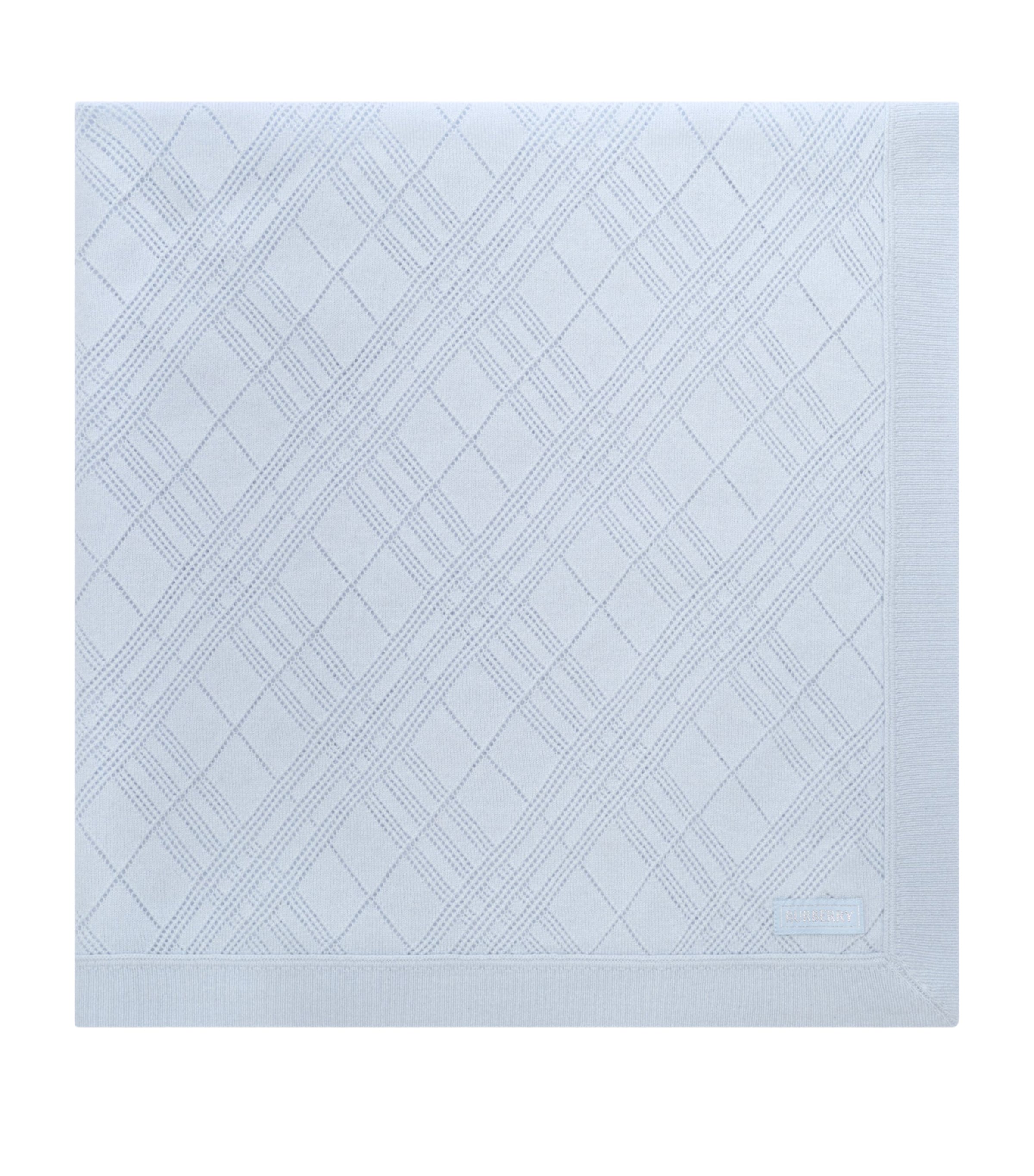Burberry Kids Cashmere Burberry Check Blanket Dusty Blue