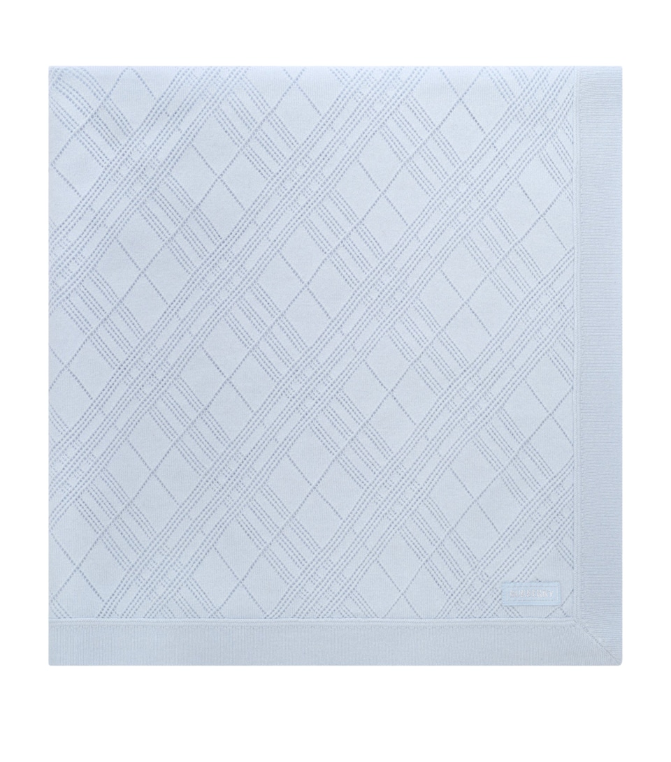 Burberry Kids Cashmere Burberry Check Blanket Dusty Blue