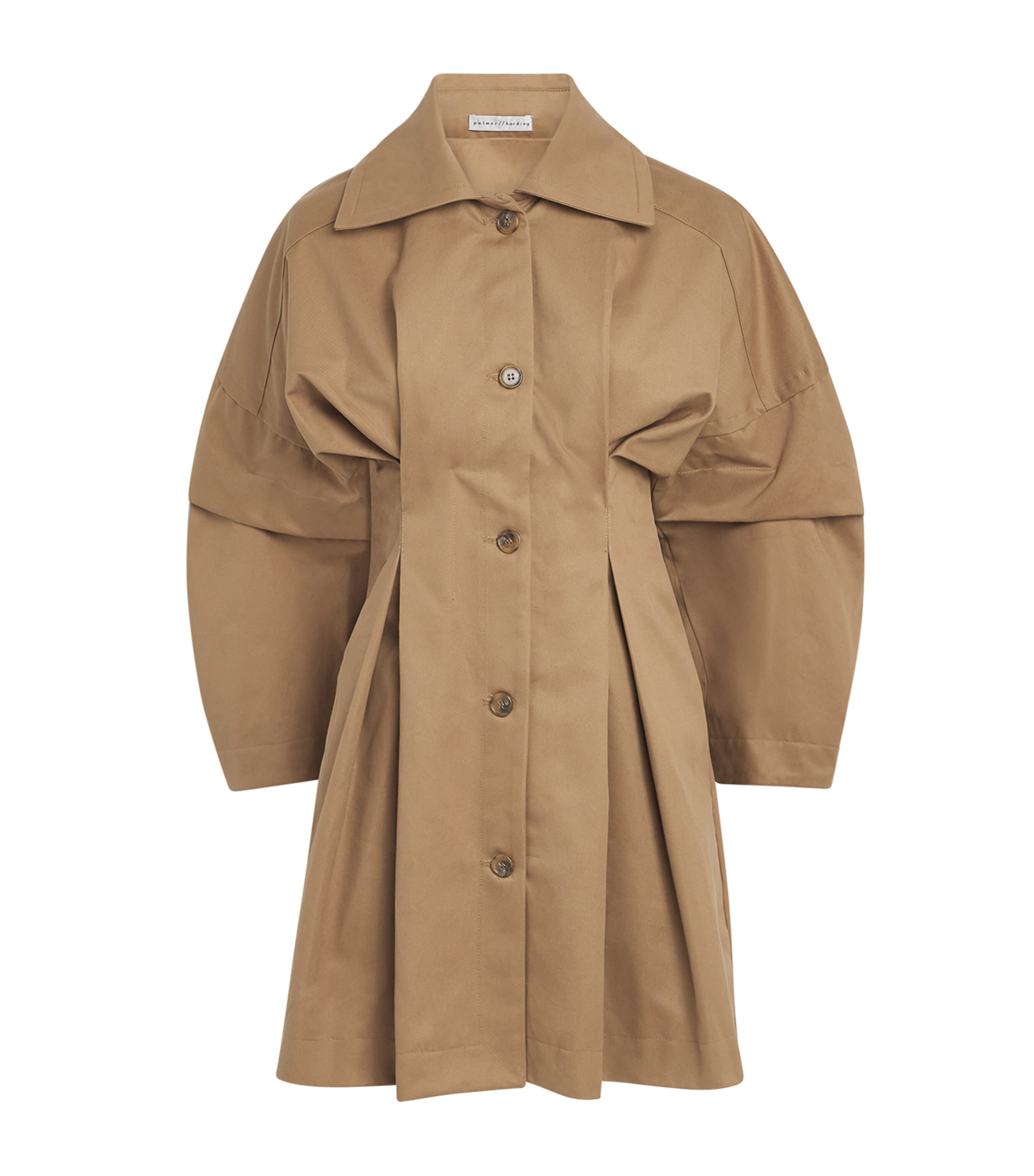 Palmer//Harding Womens Honesty Opens Short Trench Coat Camel Cotton Drill
