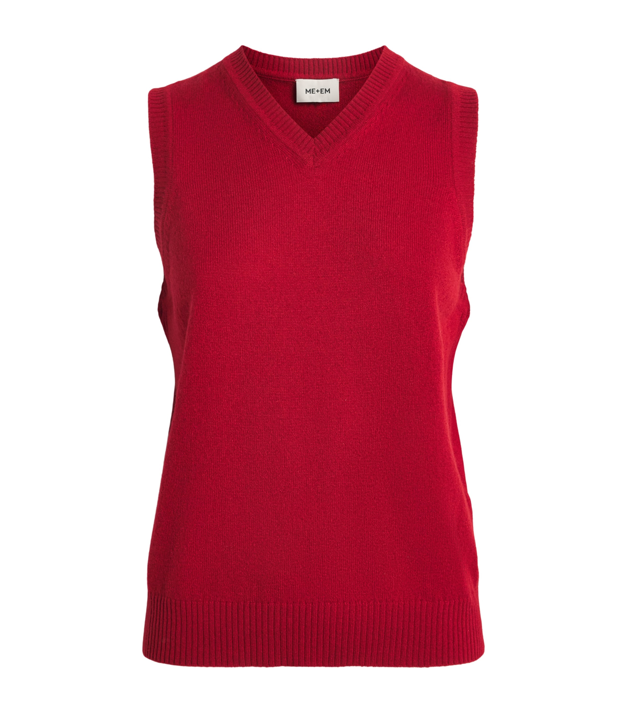 ME+EM Womens Cashmere V-Neck Sweater Vest Ruby Red Melange