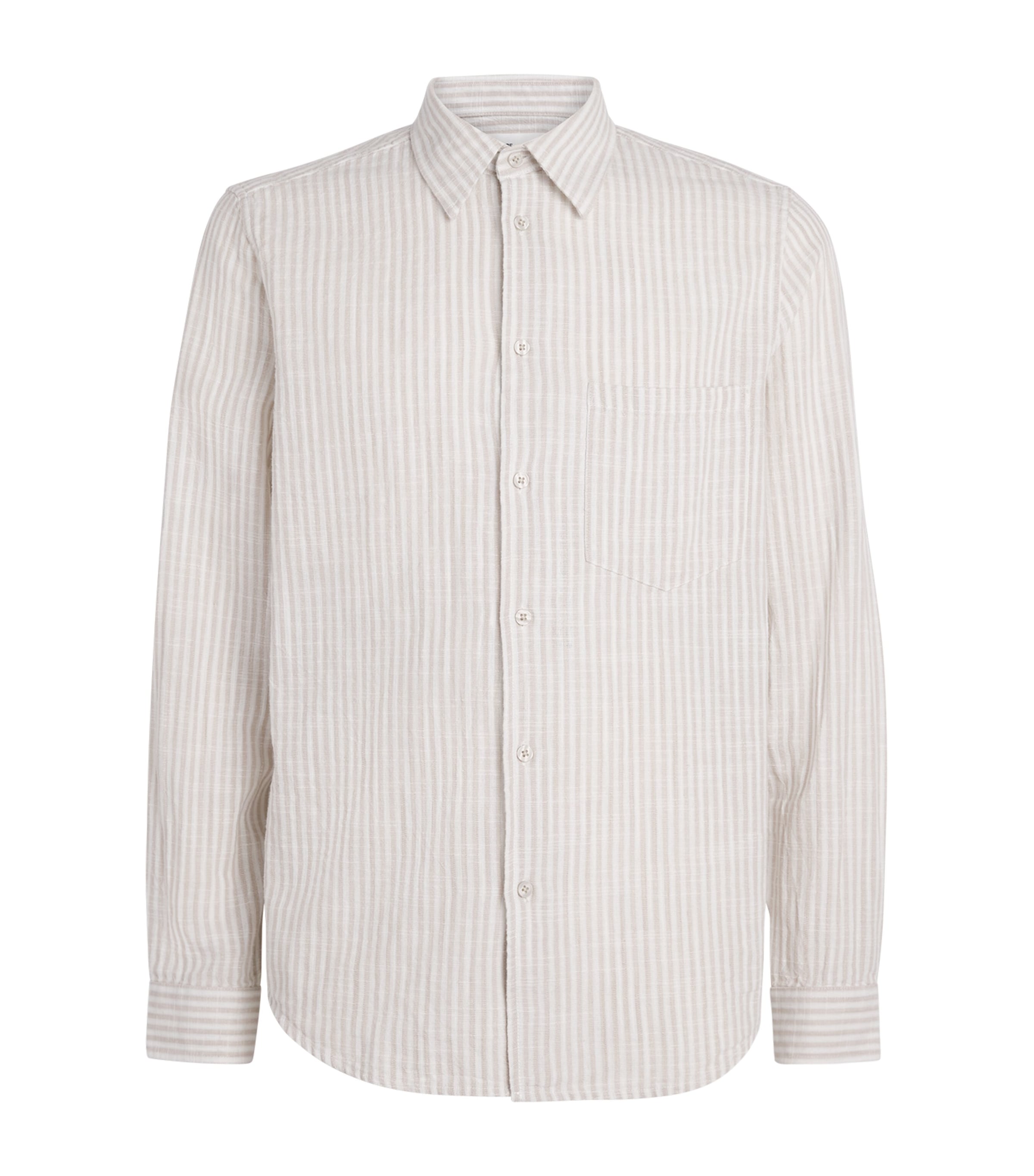 SAMSOE SAMSOE Mens Organic Cotton-Linen Stripe Liam Shirt Grey St.