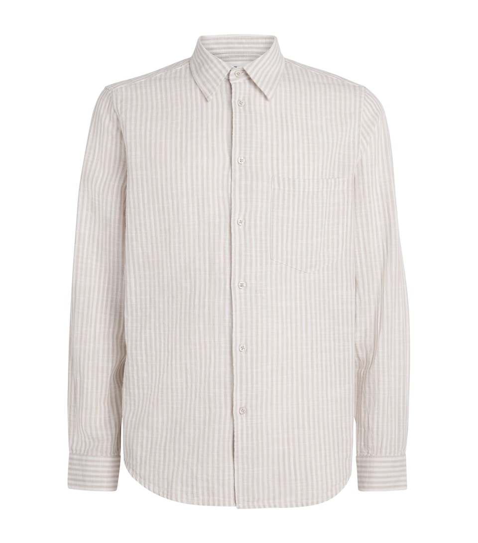 SAMSOE SAMSOE Mens Organic Cotton-Linen Stripe Liam Shirt Grey St.