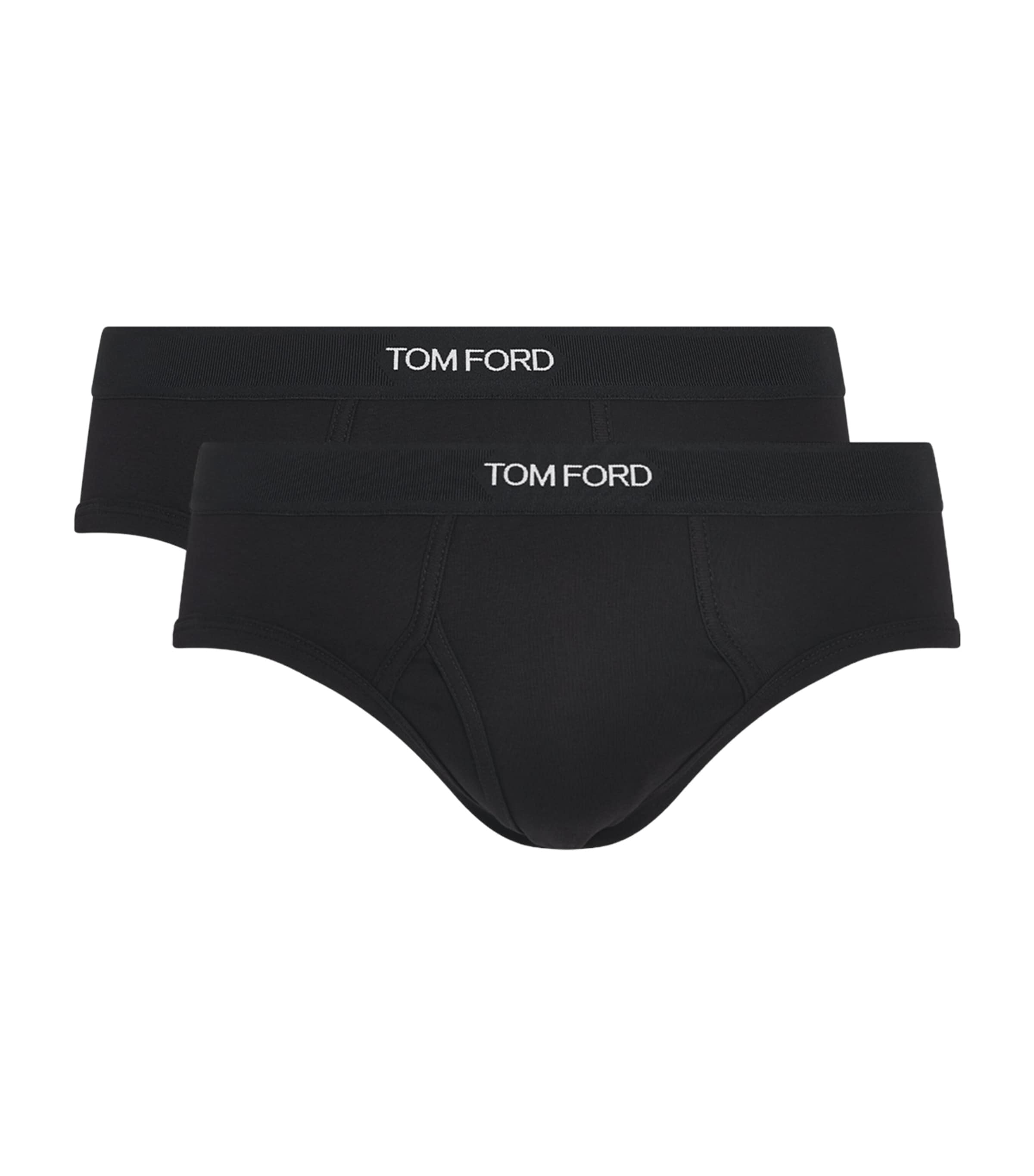 TOM FORD Mens Stretch-Cotton Logo Briefs (Pack of 2) Black