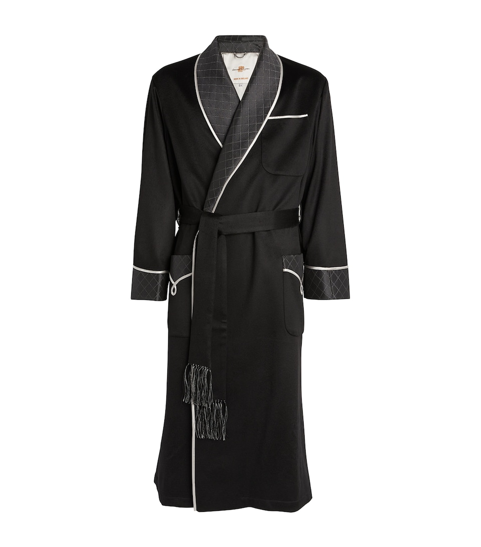 Daniel Hanson Mens Cashmere-Silk Robe Black