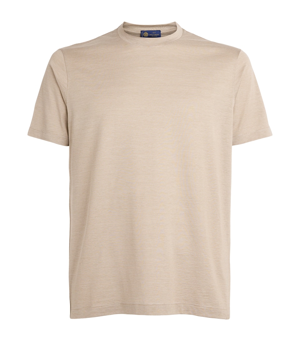 Paul & Shark Mens Cotton-Silk Stripe T-Shirt Beige