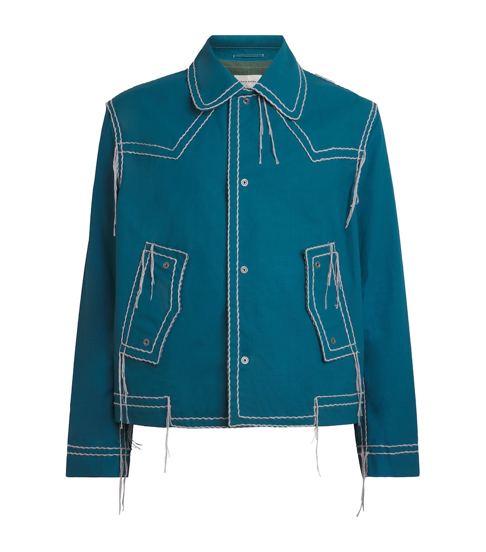 Craig Green Mens Cotton Embroidered Worker Jacket Blue/ Grey