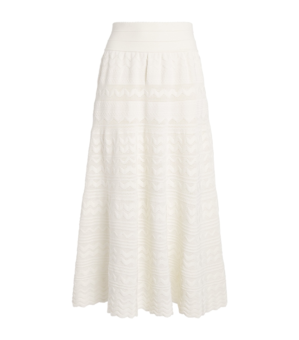 Molli Womens Cotton Crochet Midi Skirt Milk