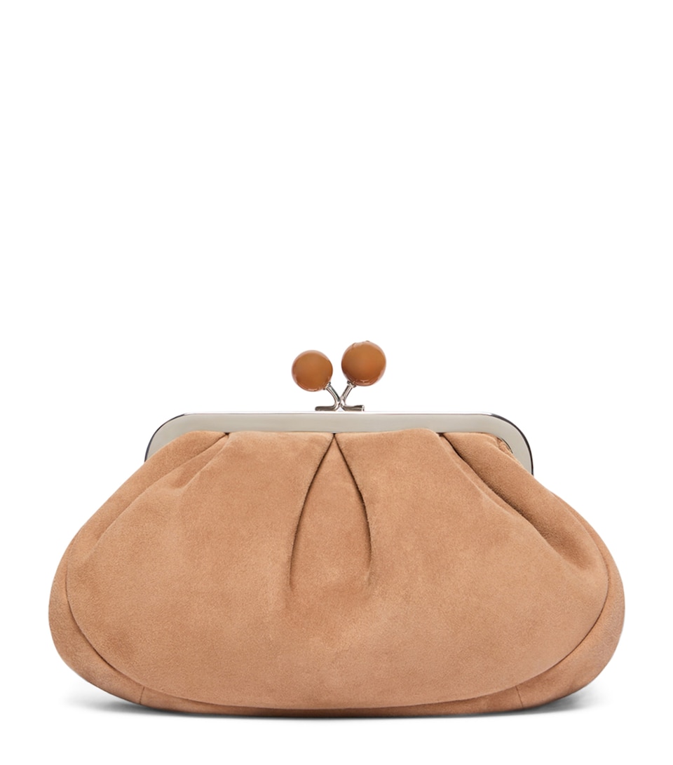 Weekend Max Mara Suede Pasticcino Clutch Bag Sand