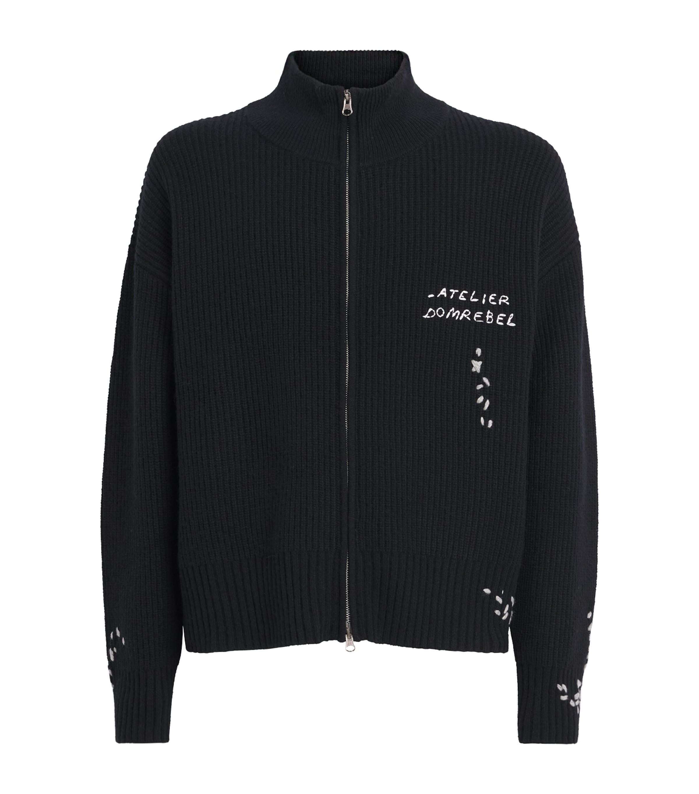 DOMREBEL Mens Wool-Blend Daddy Cardigan Black