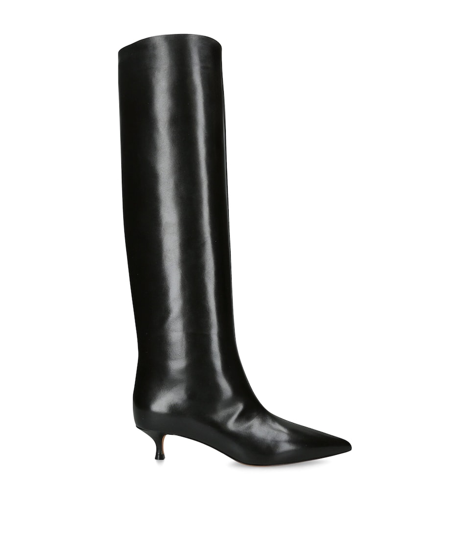 Le Monde Beryl Leather Babouche Knee-High Boots 35 Black