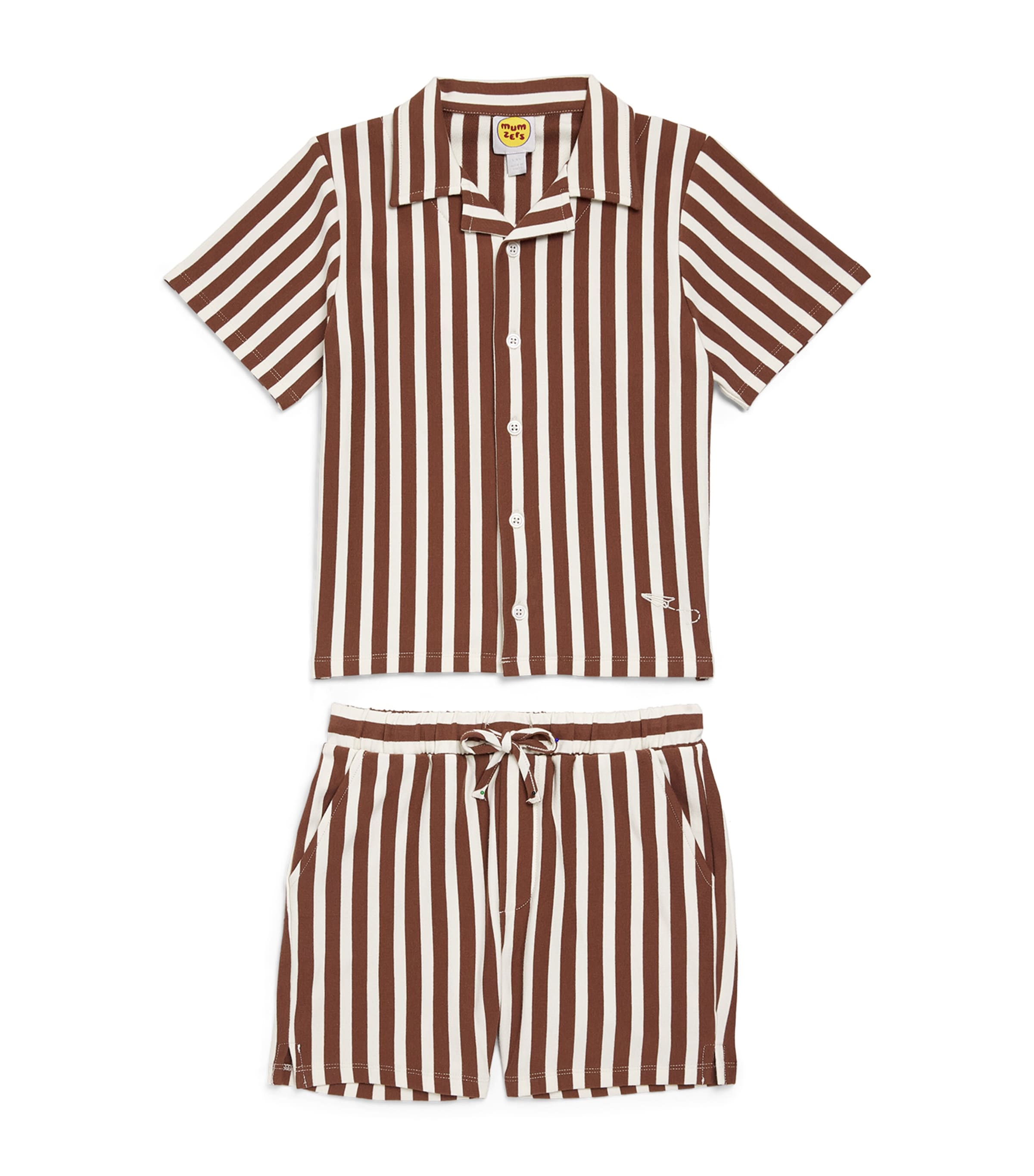 Mumzers Stripe Shirt and Shorts Set (3-8 Years) Brown Stripe