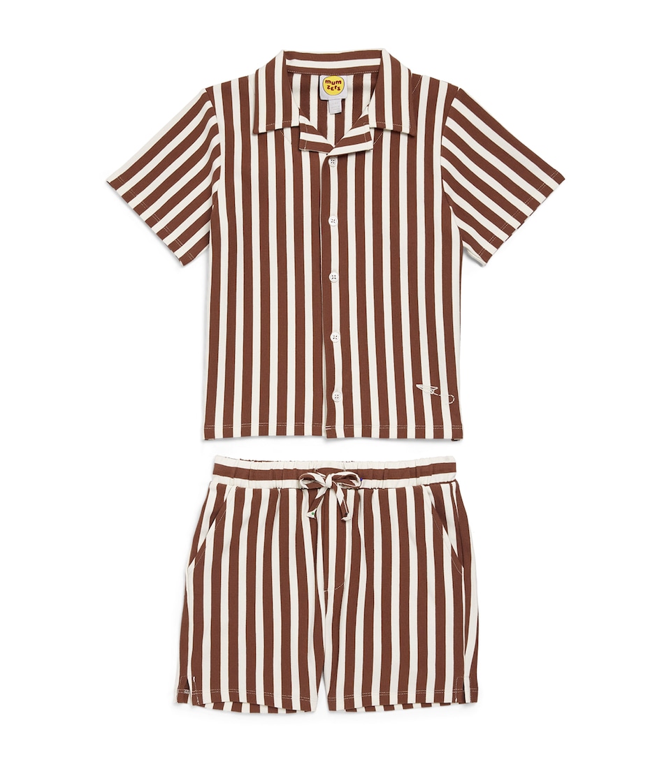 Mumzers Stripe Shirt and Shorts Set (3-8 Years) Brown Stripe