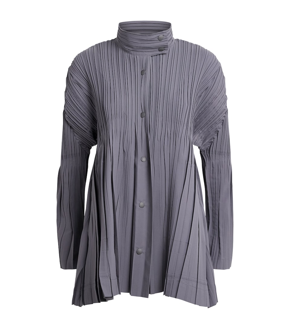 Pleats Please Issey Miyake Womens Pleated Float Coat Grey